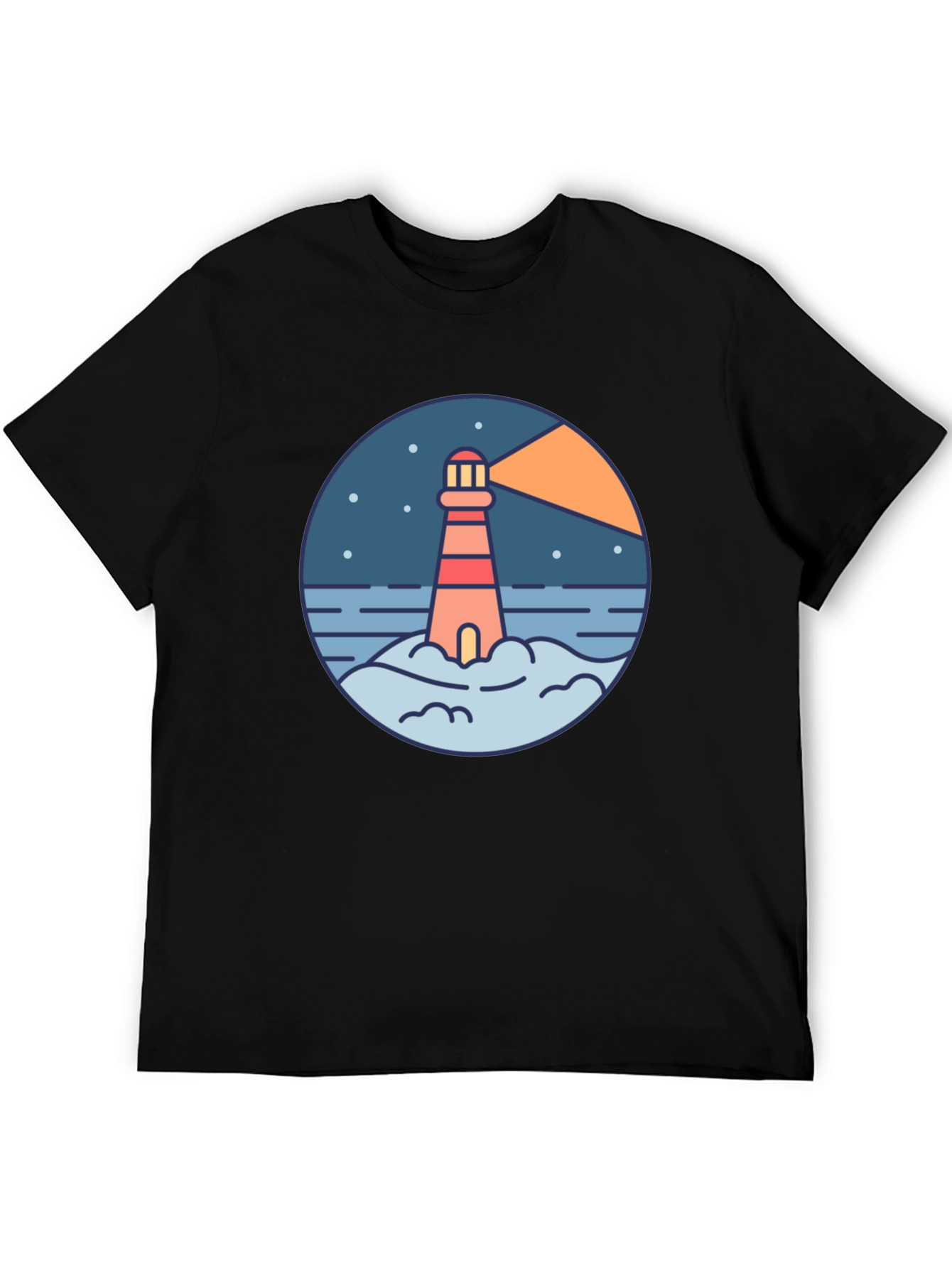 Lighthouse Graphic Print Black T-Shirt