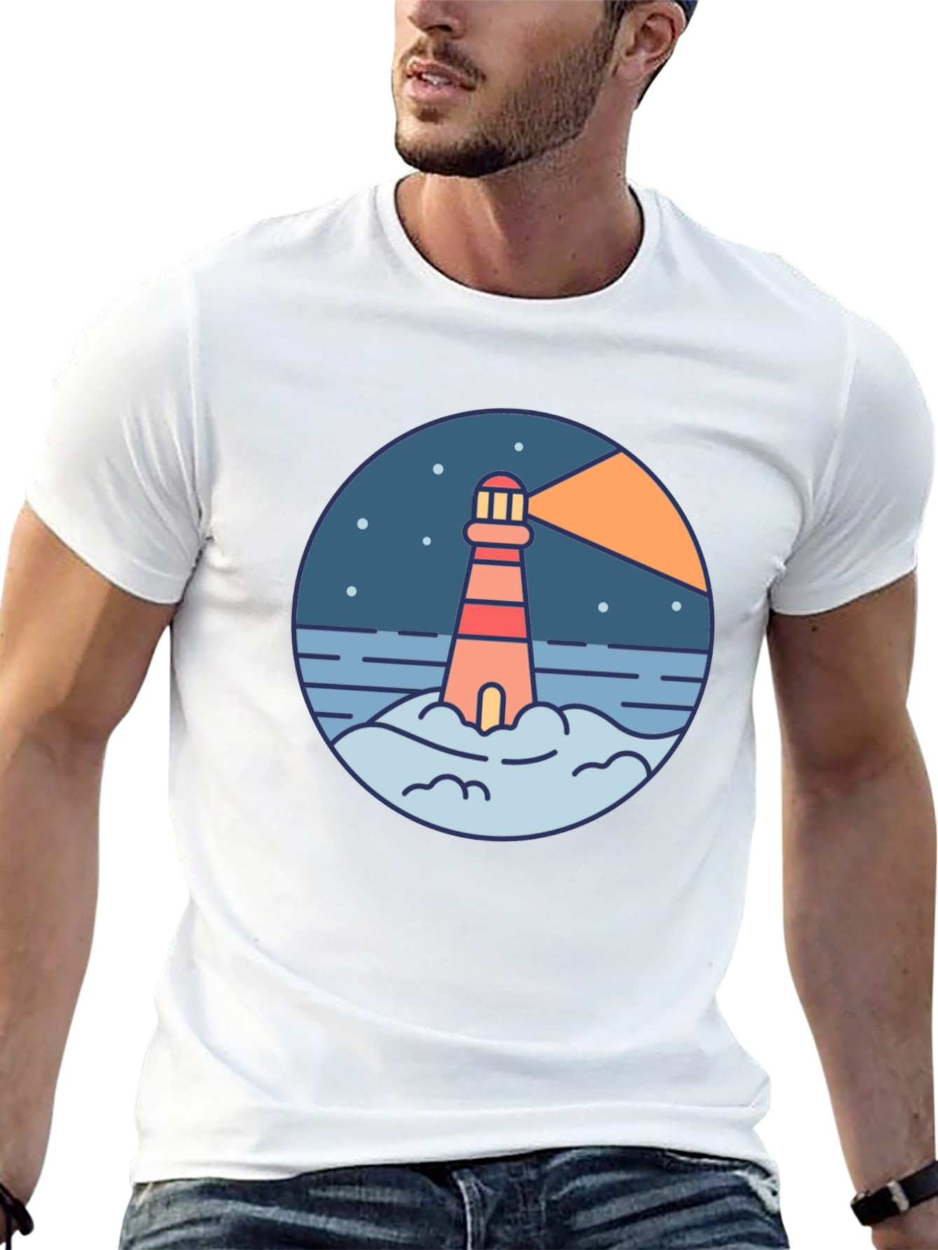 Lighthouse Graphic Print Black T-Shirt