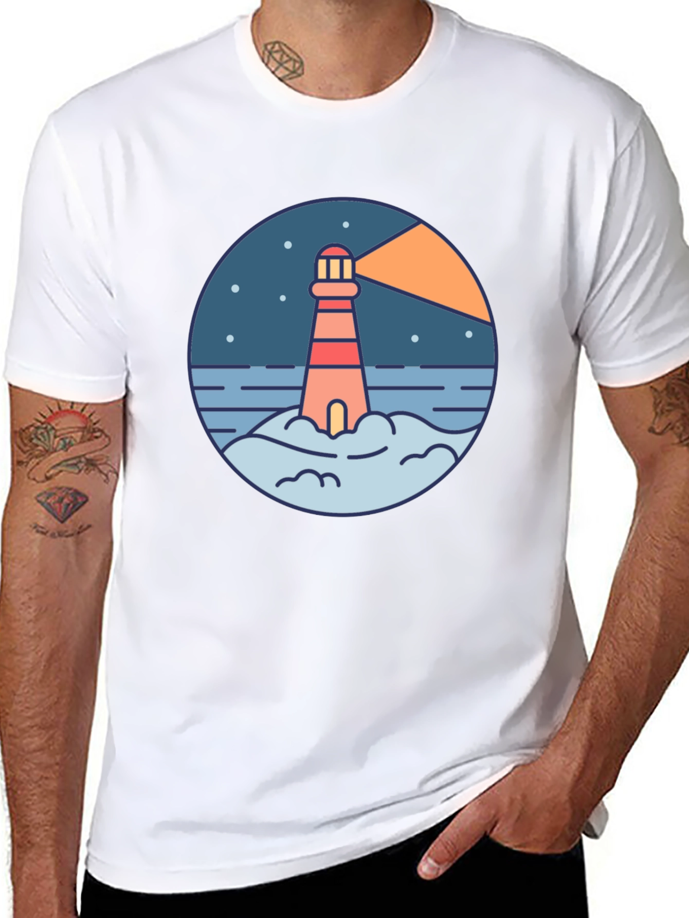 Lighthouse Graphic Print Black T-Shirt