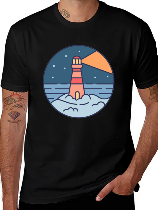 Lighthouse Graphic Print Black T-Shirt