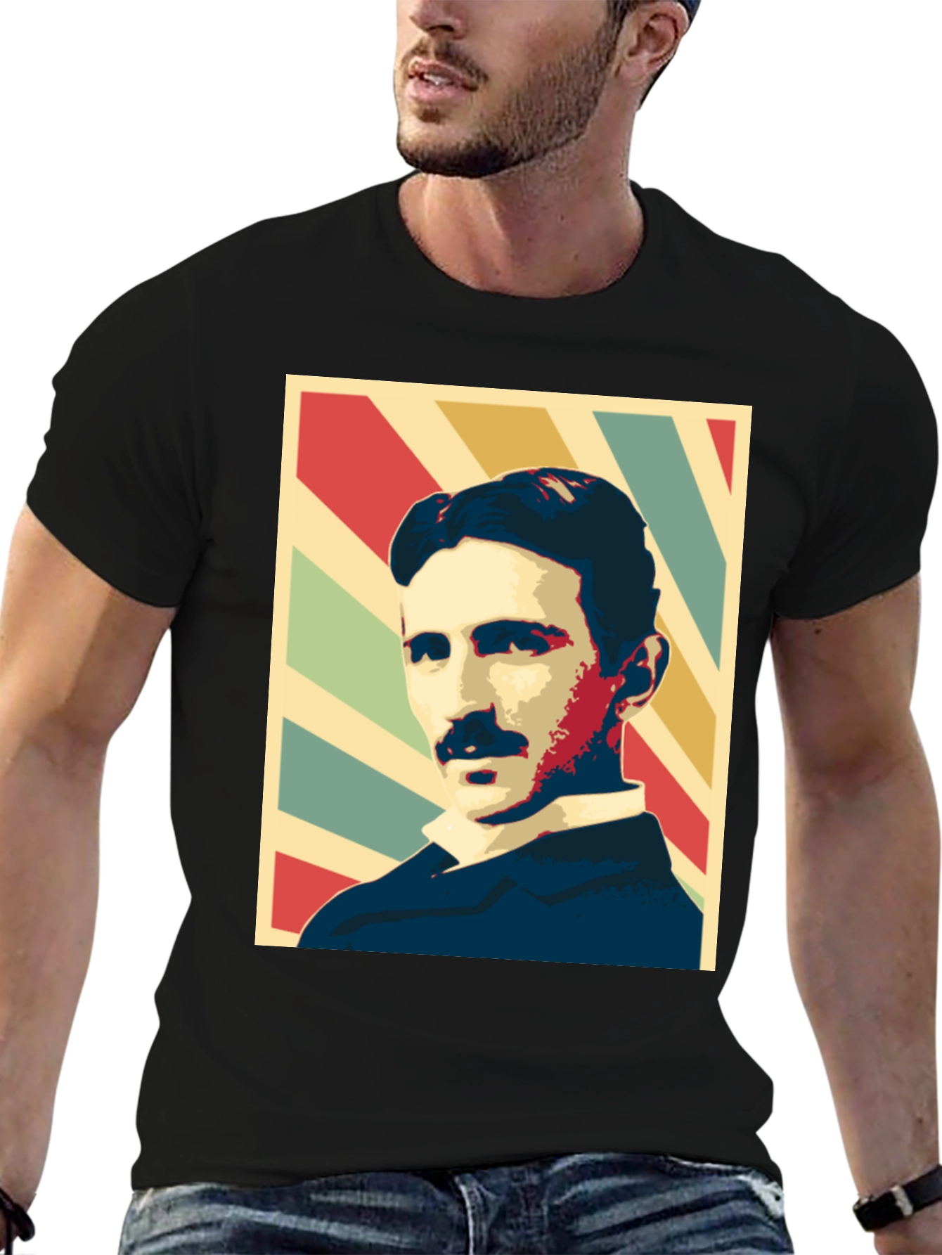 Nikola Tesla Portrait T-Shirt - Black