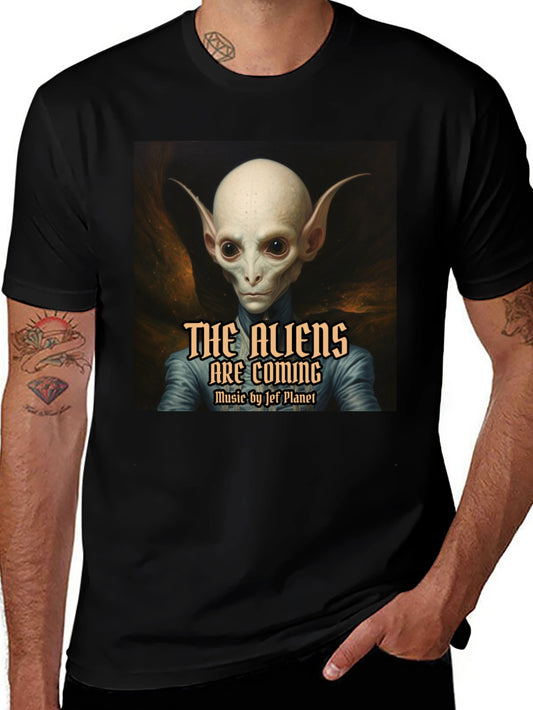 The Aliens are Coming Black Graphic T-Shirt
