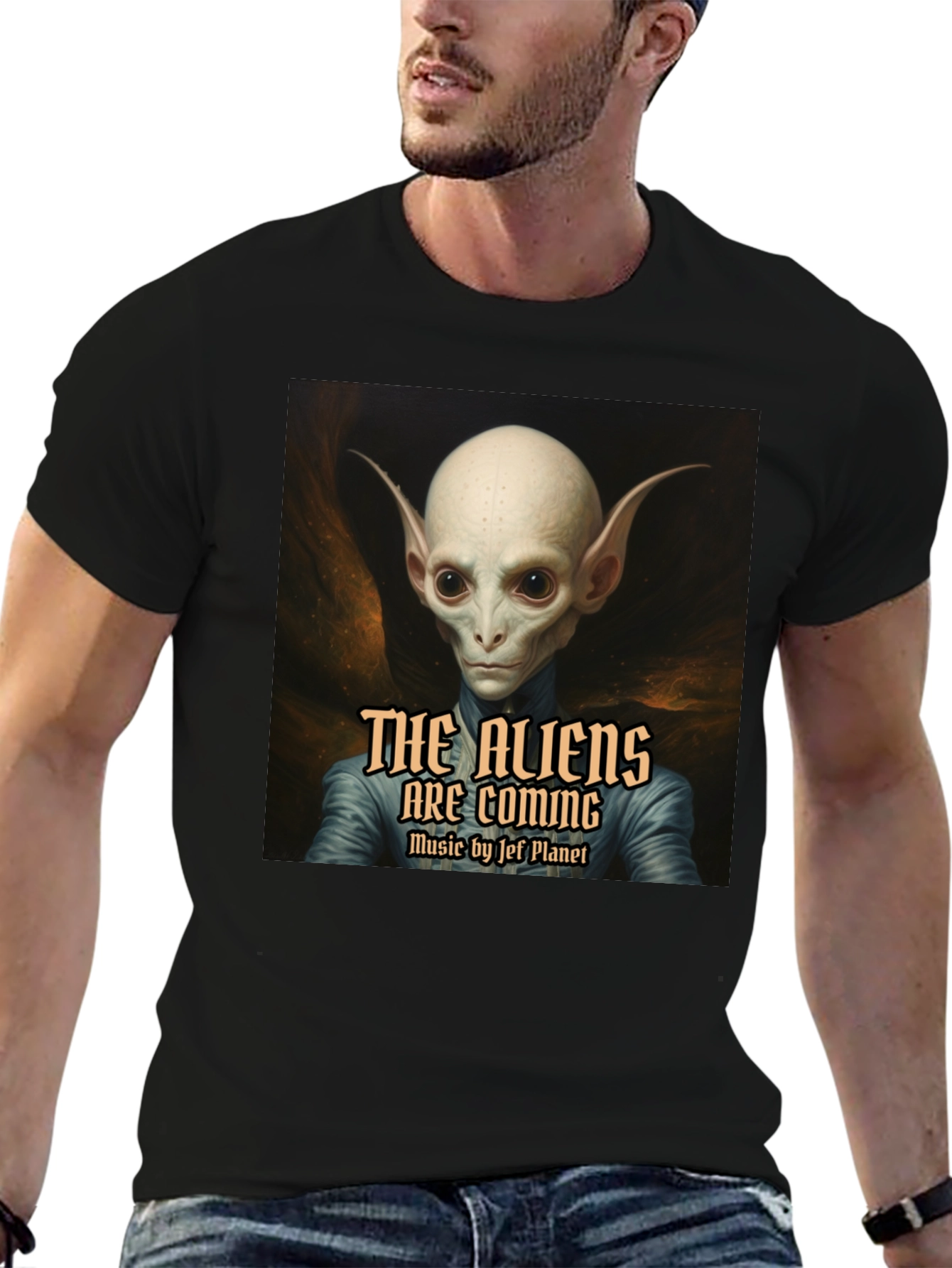 The Aliens are Coming Black Graphic T-Shirt