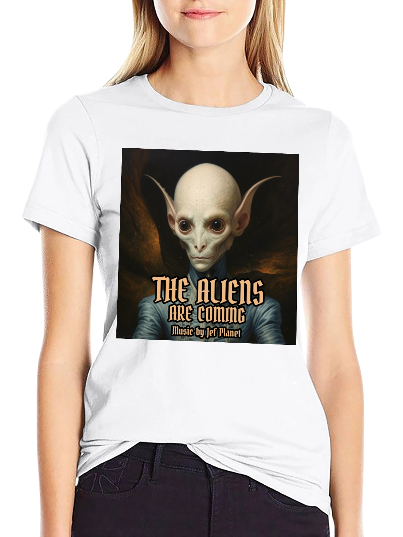 The Aliens are Coming Black Graphic T-Shirt