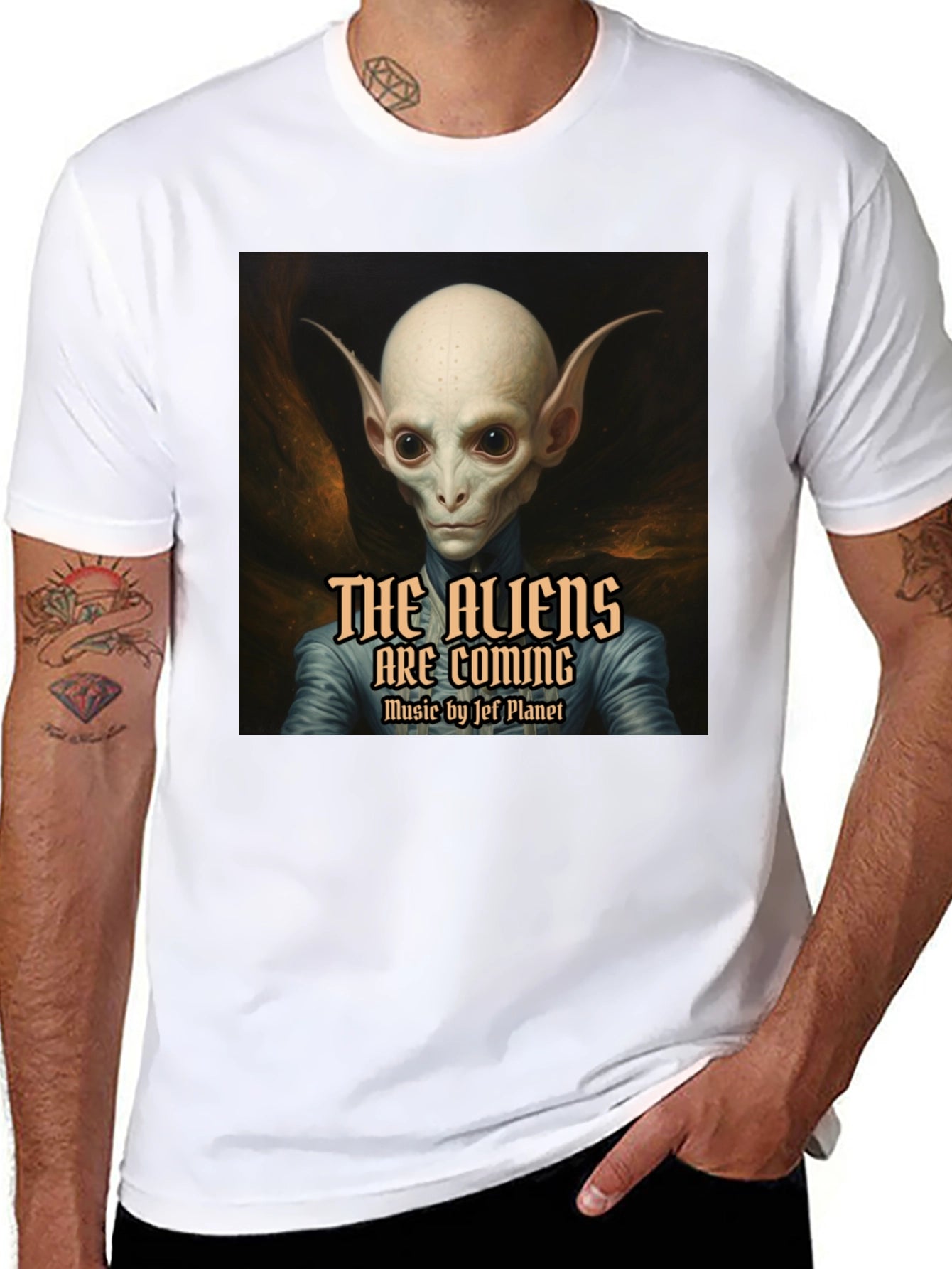 The Aliens are Coming Black Graphic T-Shirt