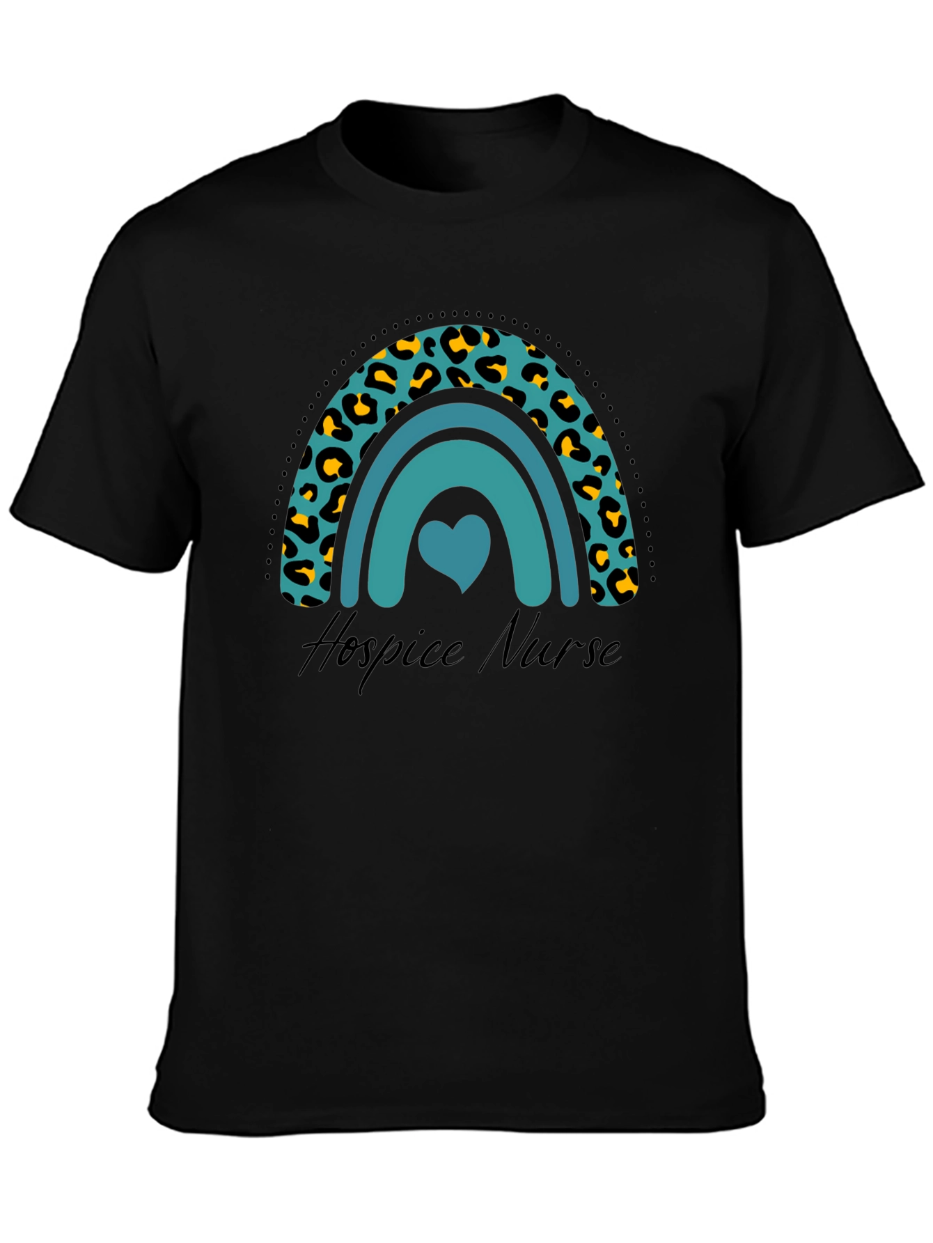 Hospice Nurse Rainbow Leopard Print T-Shirt