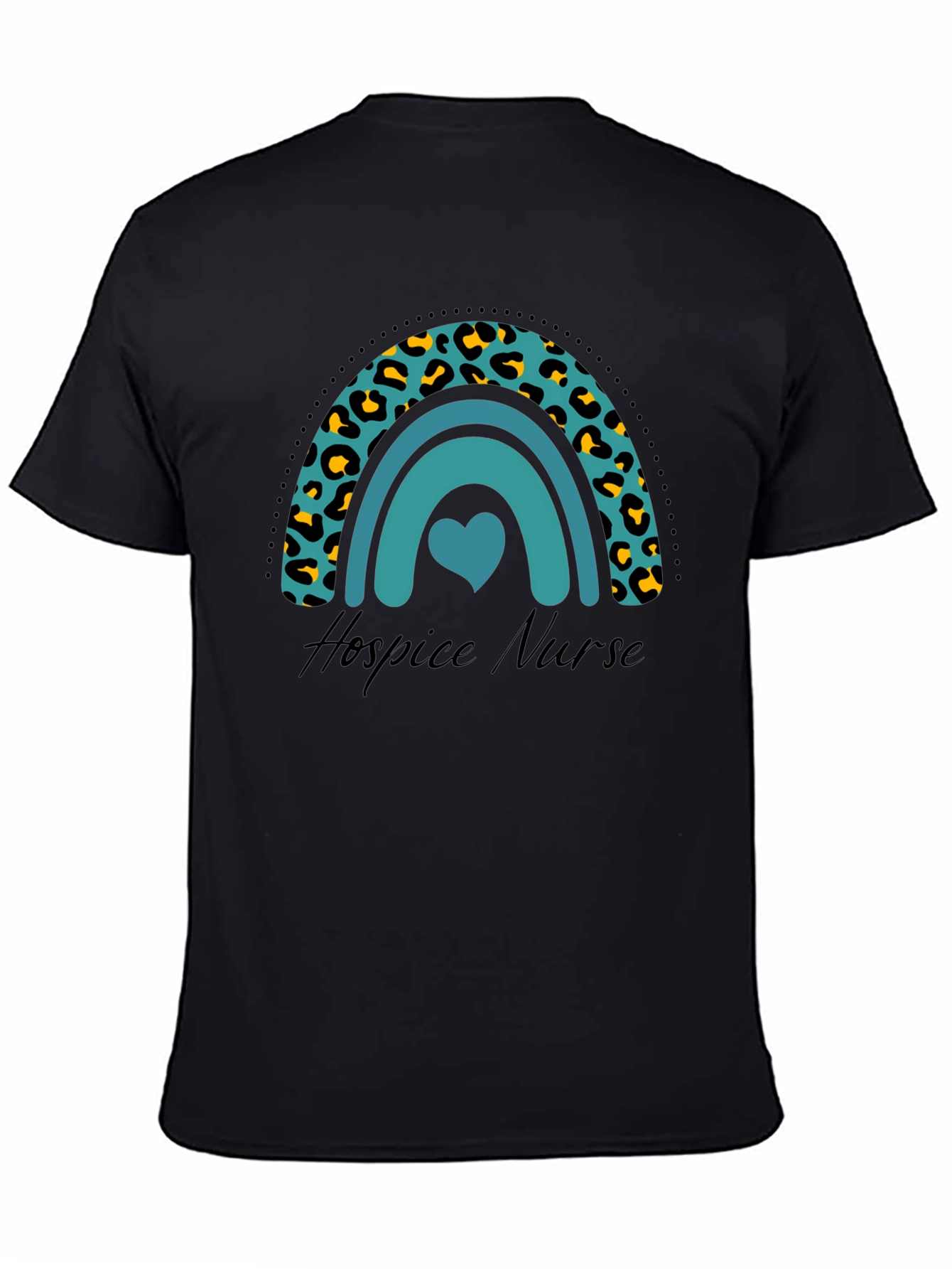 Hospice Nurse Rainbow Leopard Print T-Shirt