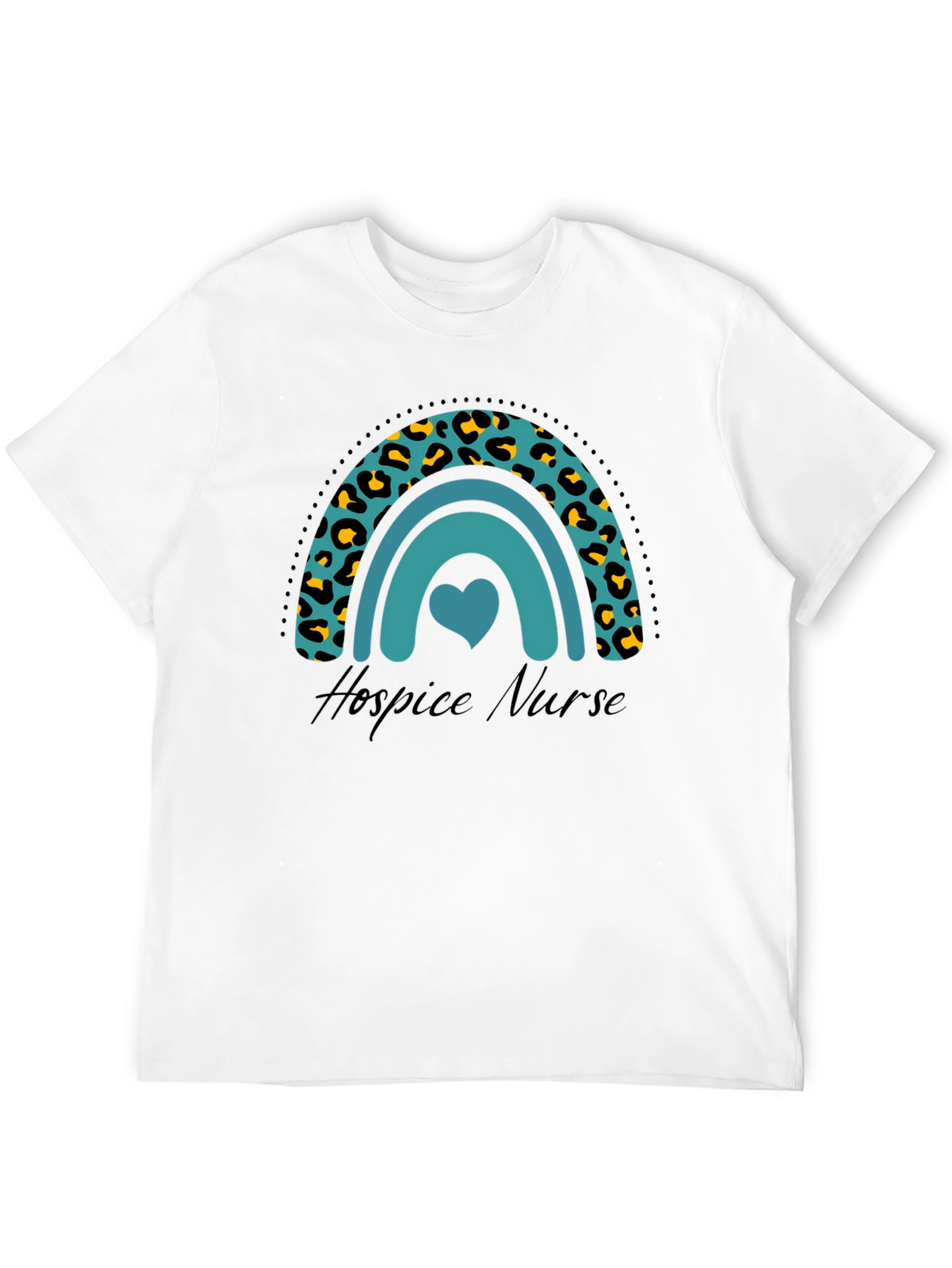 Hospice Nurse Rainbow Leopard Print T-Shirt