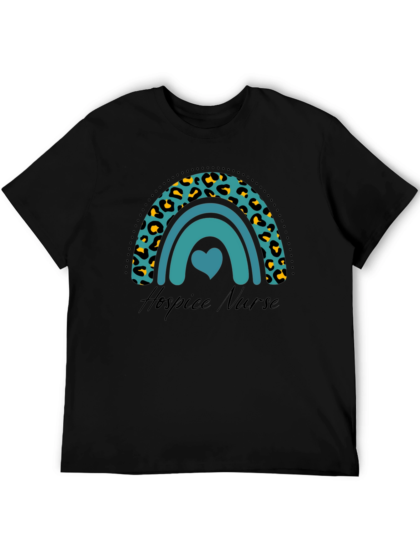 Hospice Nurse Rainbow Leopard Print T-Shirt