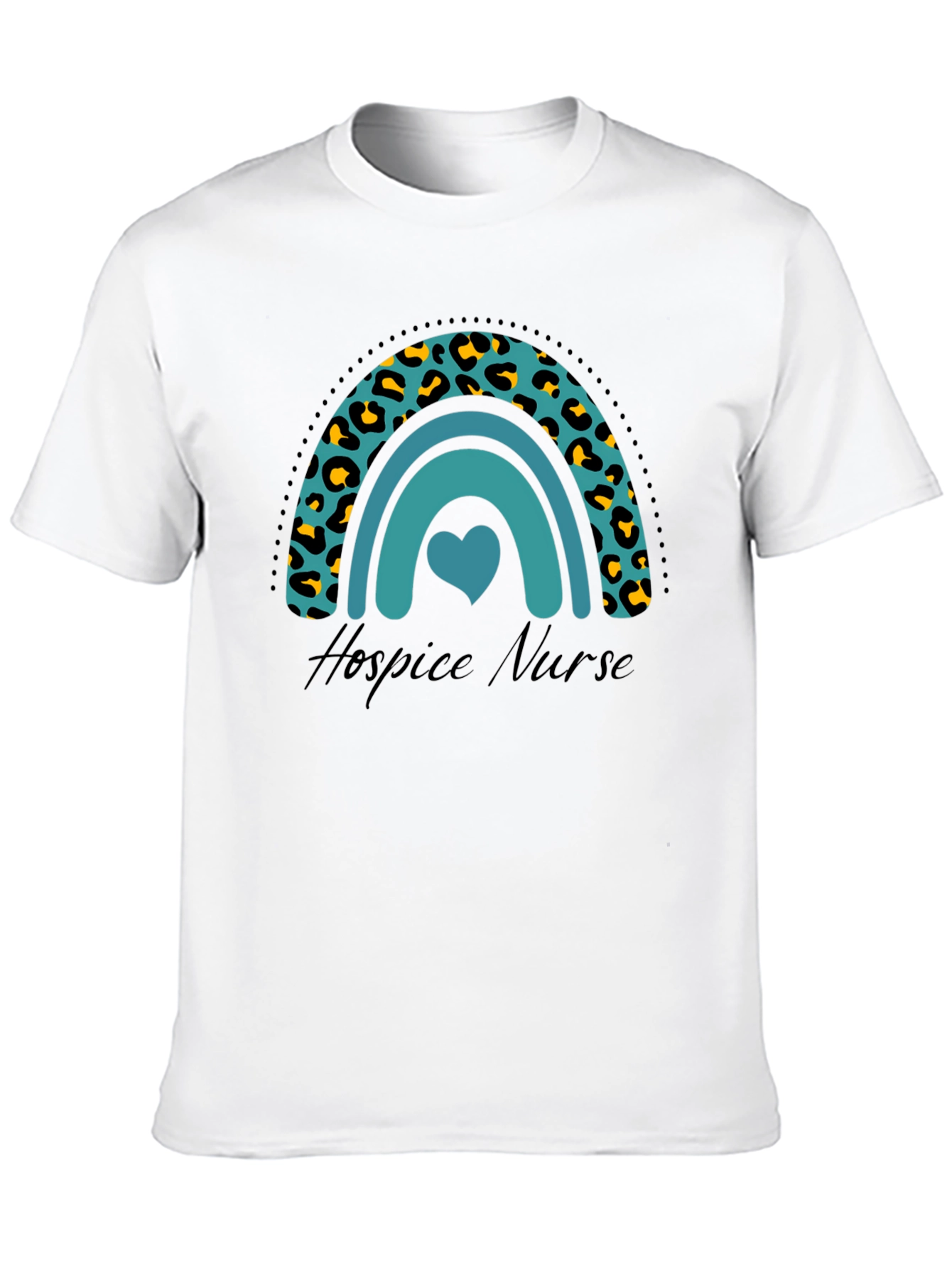 Hospice Nurse Rainbow Leopard Print T-Shirt