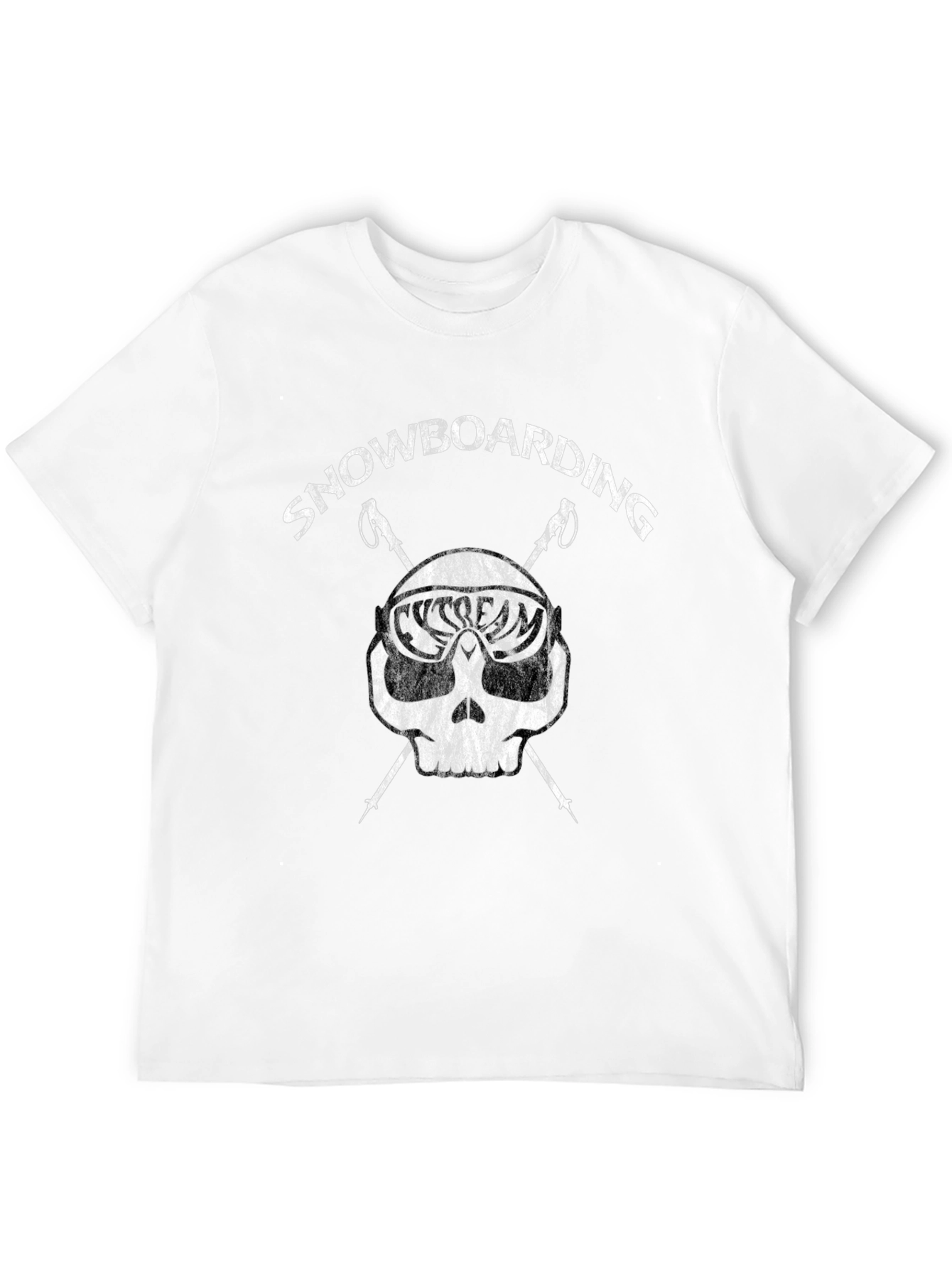 Snowboarding Skull Graphic T-Shirt - Black