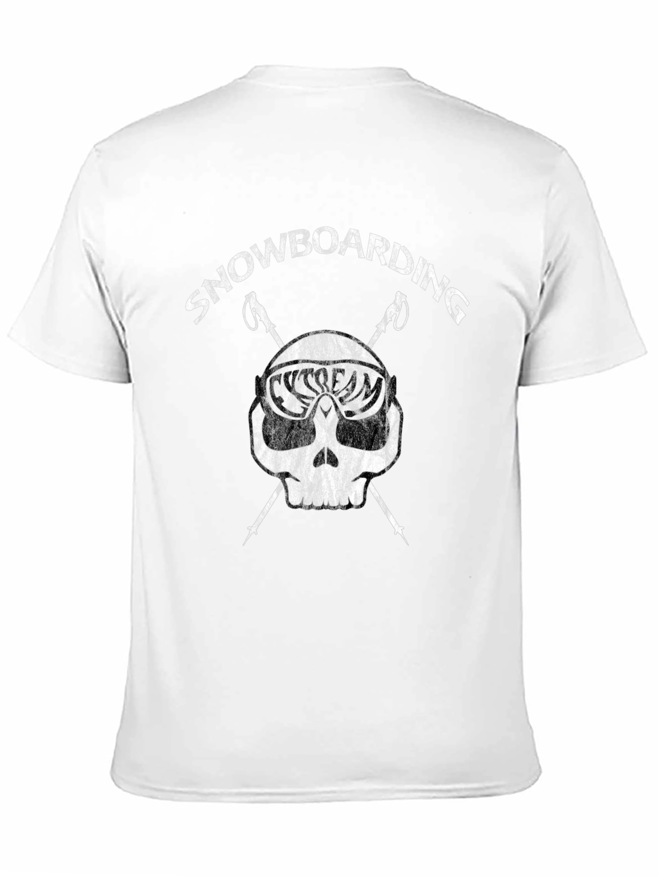 Snowboarding Skull Graphic T-Shirt - Black