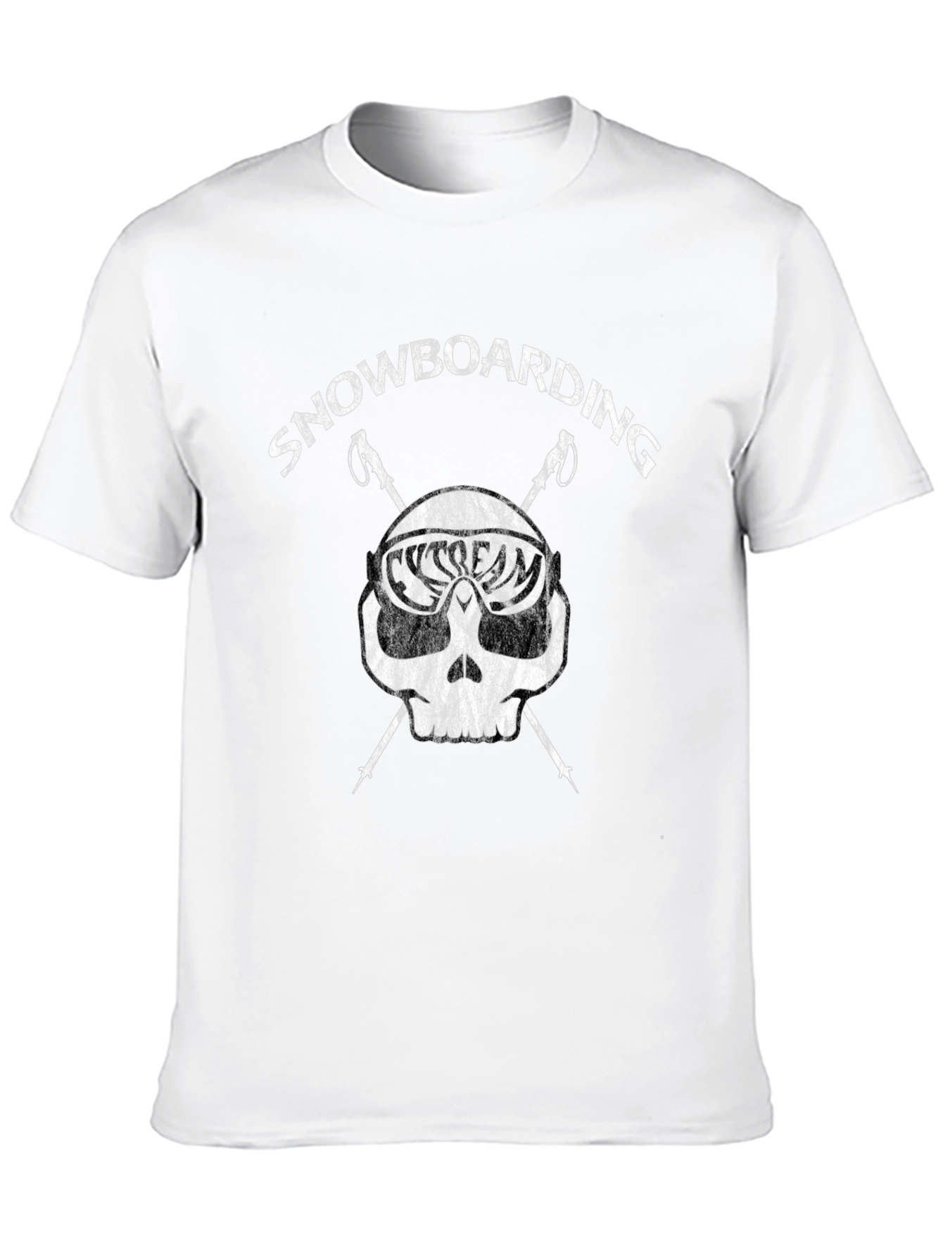 Snowboarding Skull Graphic T-Shirt - Black