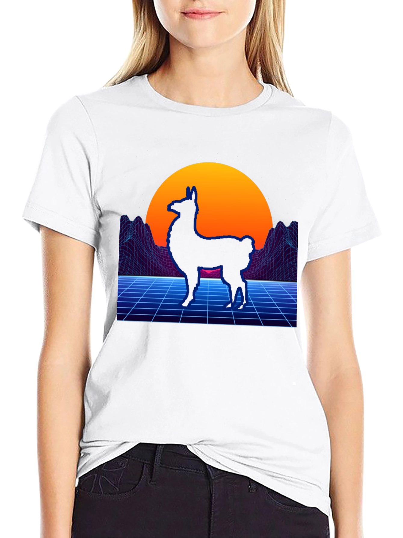 Retro Llama Graphic T-Shirt - Vaporwave Style