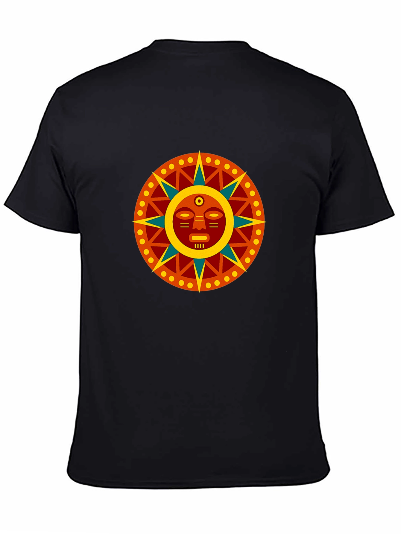 Aztec Sun God Graphic Black T-Shirt