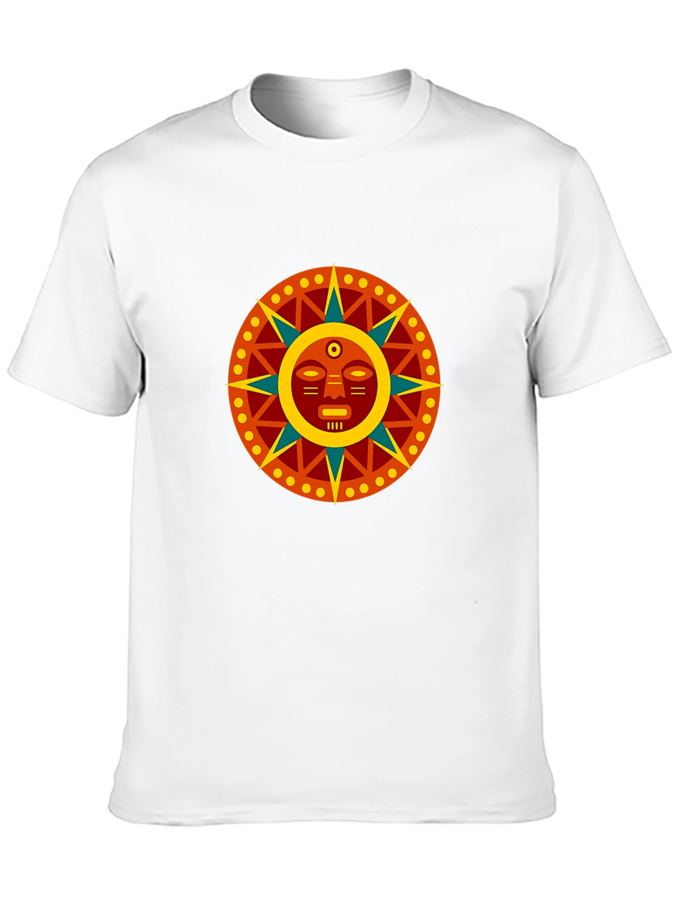 Aztec Sun God Graphic Black T-Shirt