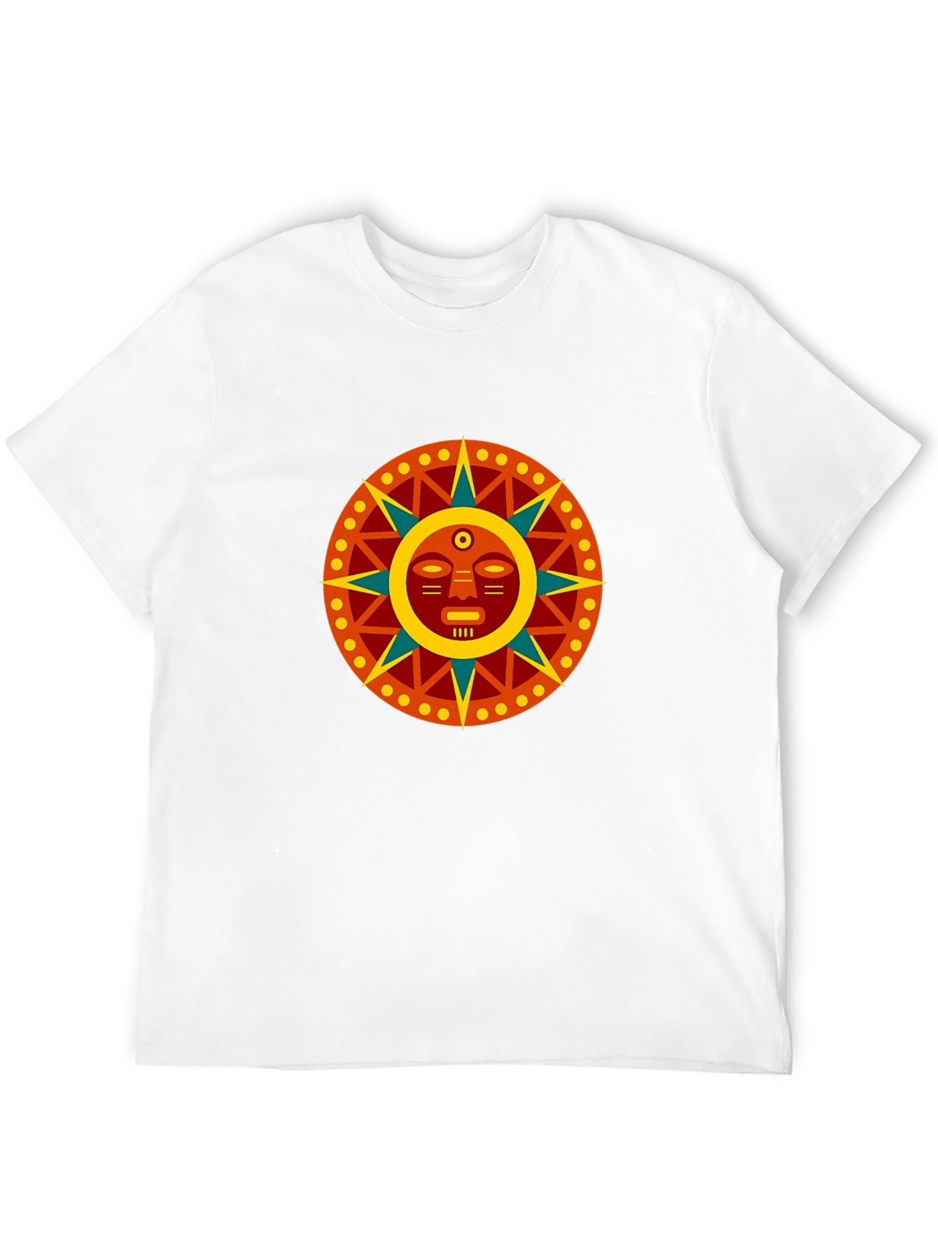 Aztec Sun God Graphic Black T-Shirt