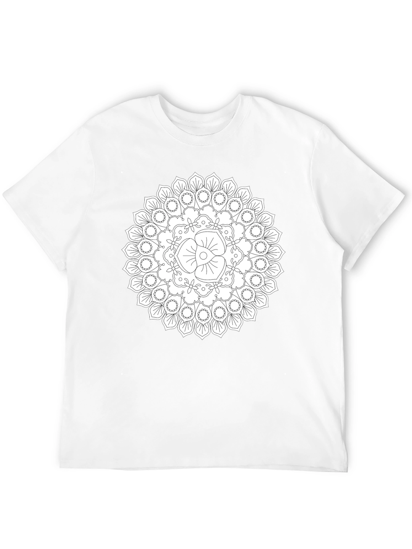 Black Mandala T-Shirt - Geometric Floral Design
