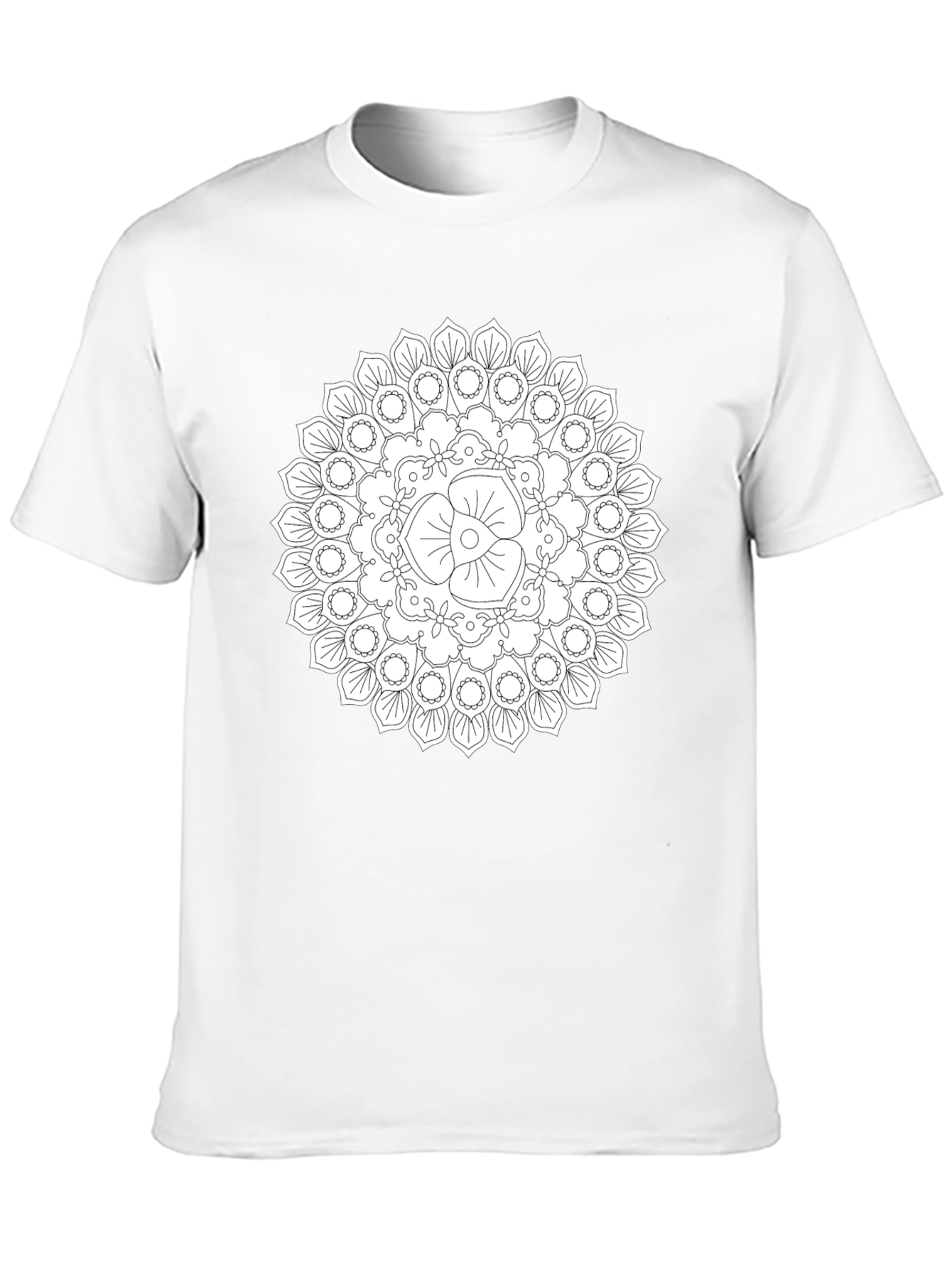 Black Mandala T-Shirt - Geometric Floral Design