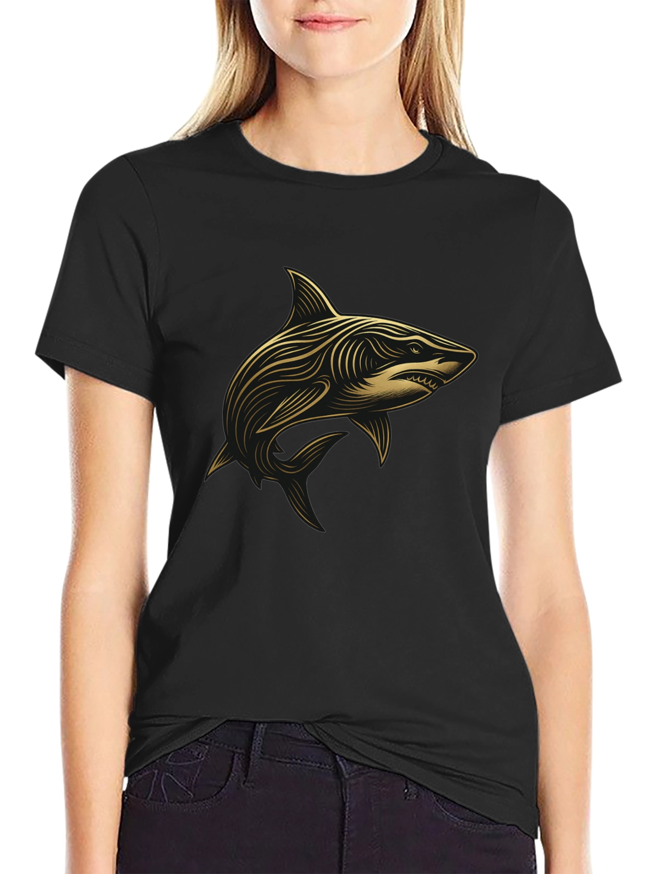 Shark Graphic Black T-Shirt - Stylish Design