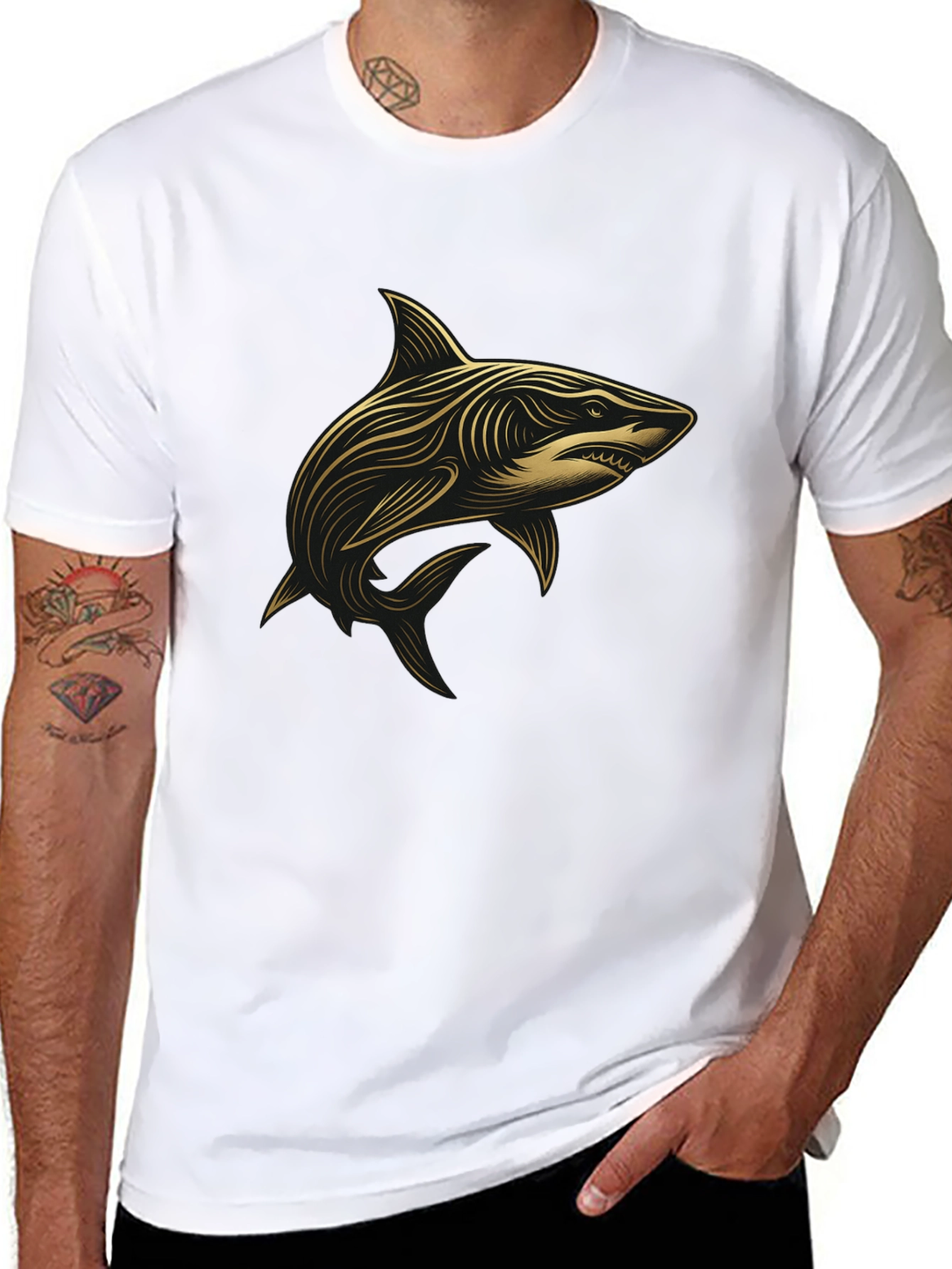 Shark Graphic Black T-Shirt - Stylish Design