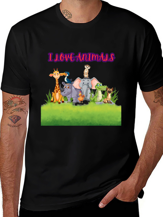 I Love Animals Graphic Tee - Cute Cartoon Animal T-Shirt