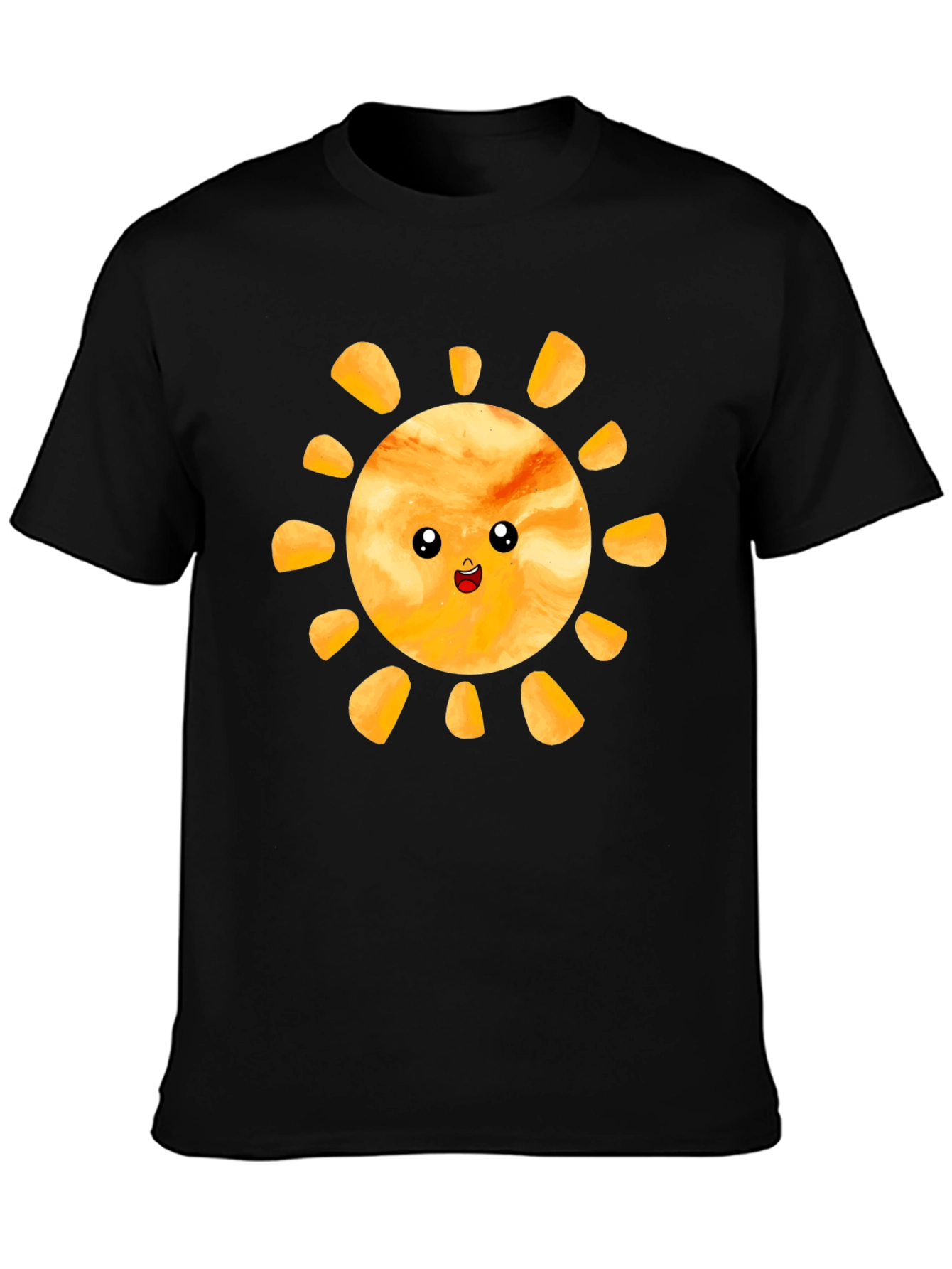 Cute Smiling Sun Graphic Tee - Black