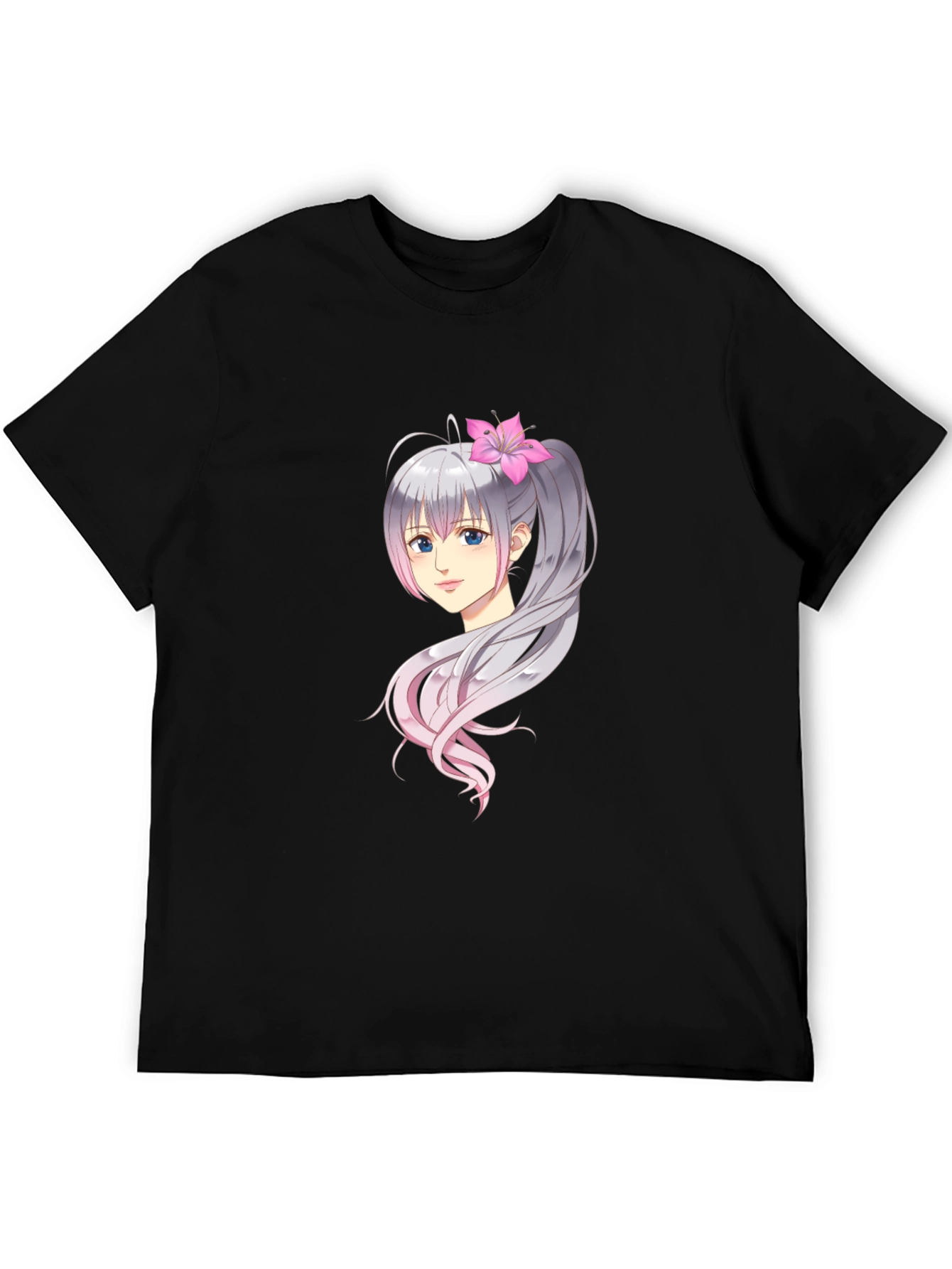 Anime Girl Graphic Print Black Tee
