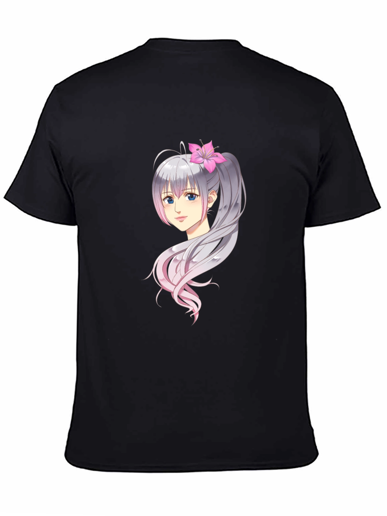Anime Girl Graphic Print Black Tee