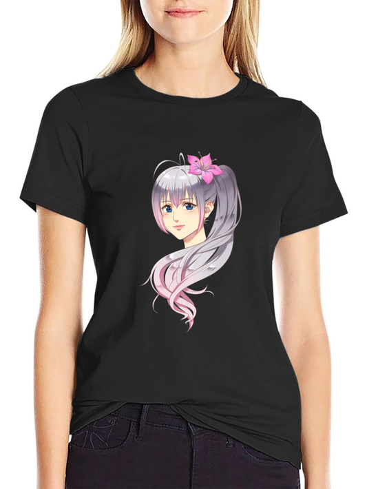 Anime Girl Graphic Print Black Tee