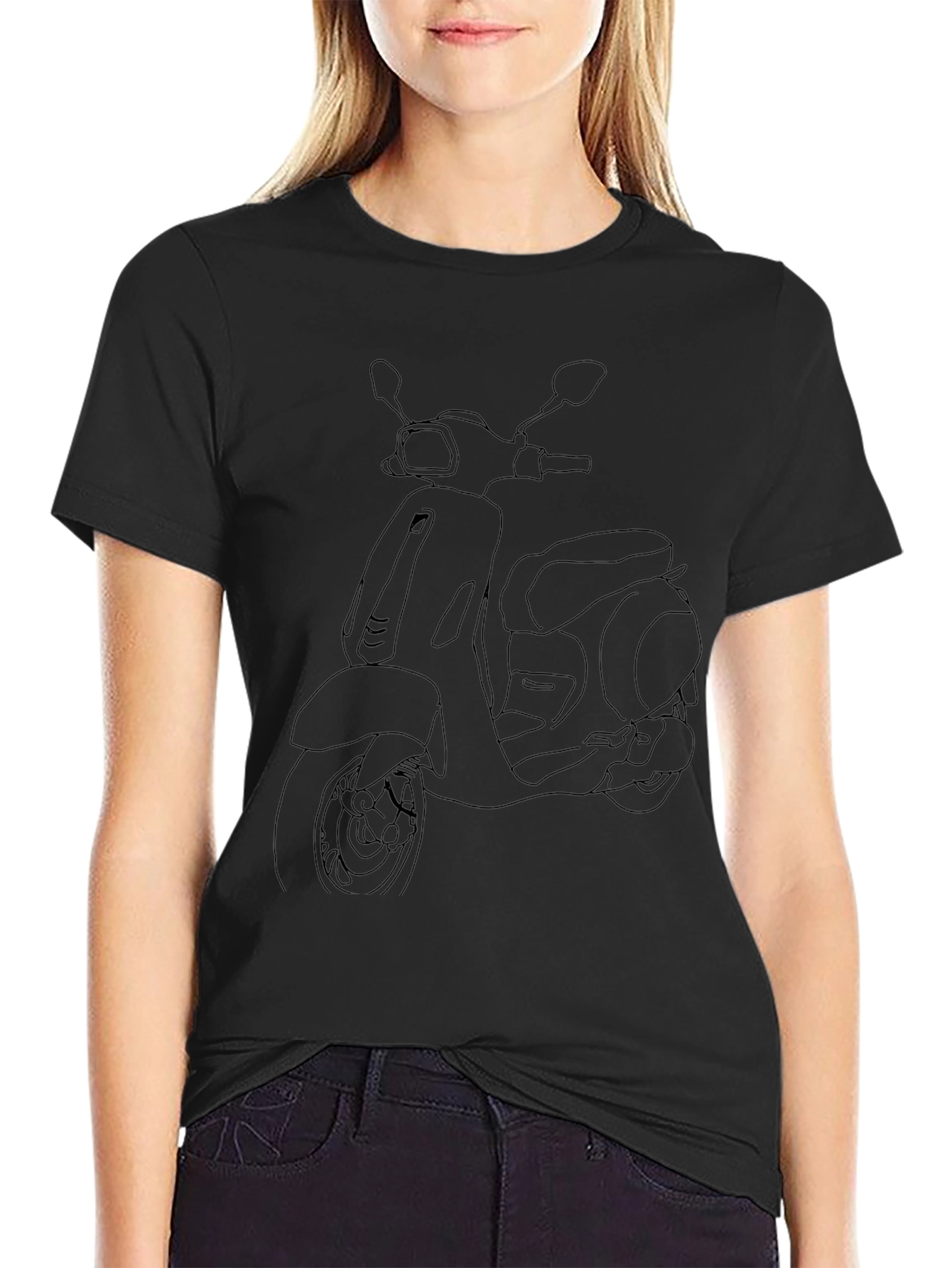 Scooter Outline Graphic Tee - Black