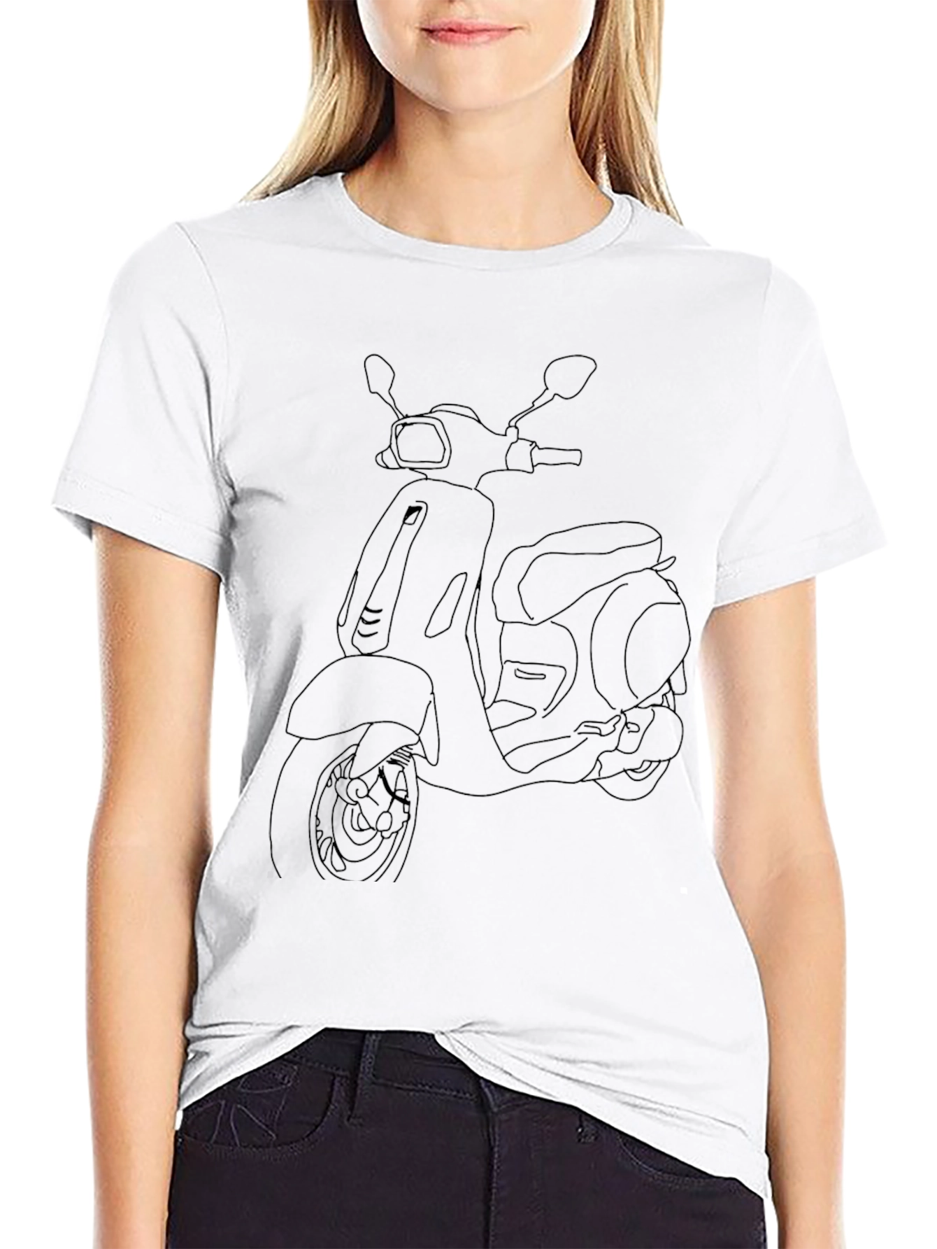 Scooter Outline Graphic Tee - Black