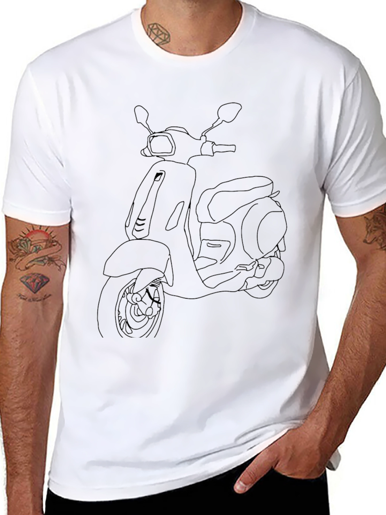 Scooter Outline Graphic Tee - Black