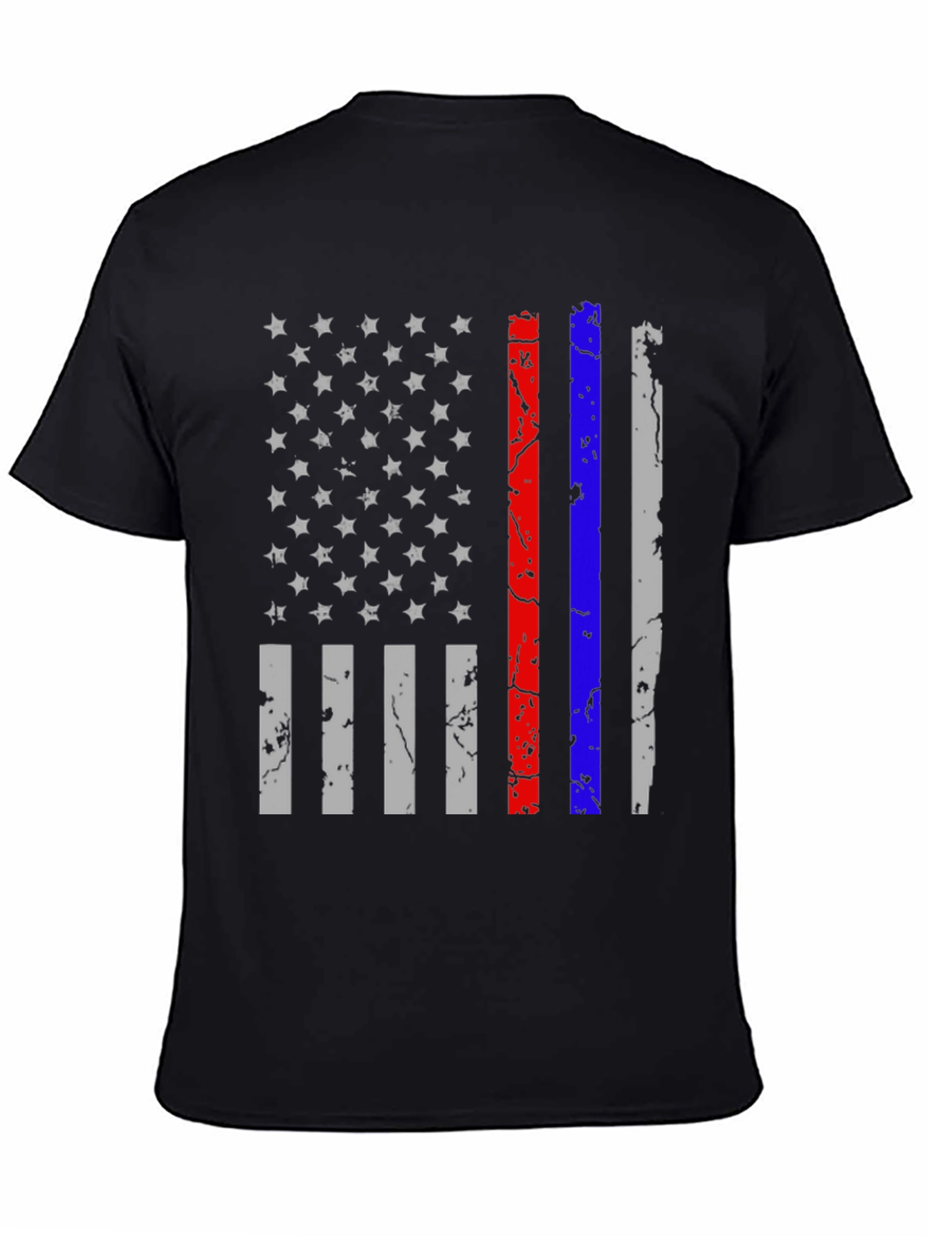 Distressed American Flag T-Shirt - Thin Red Blue Line