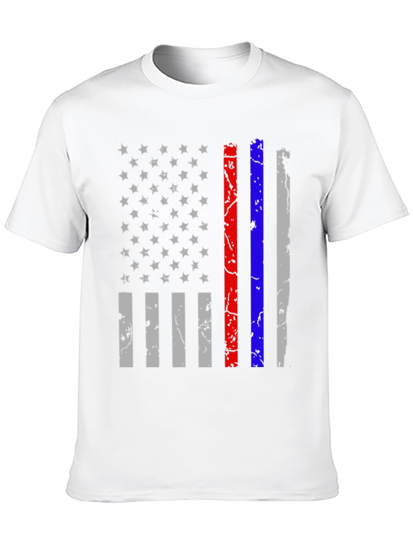 Distressed American Flag T-Shirt - Thin Red Blue Line