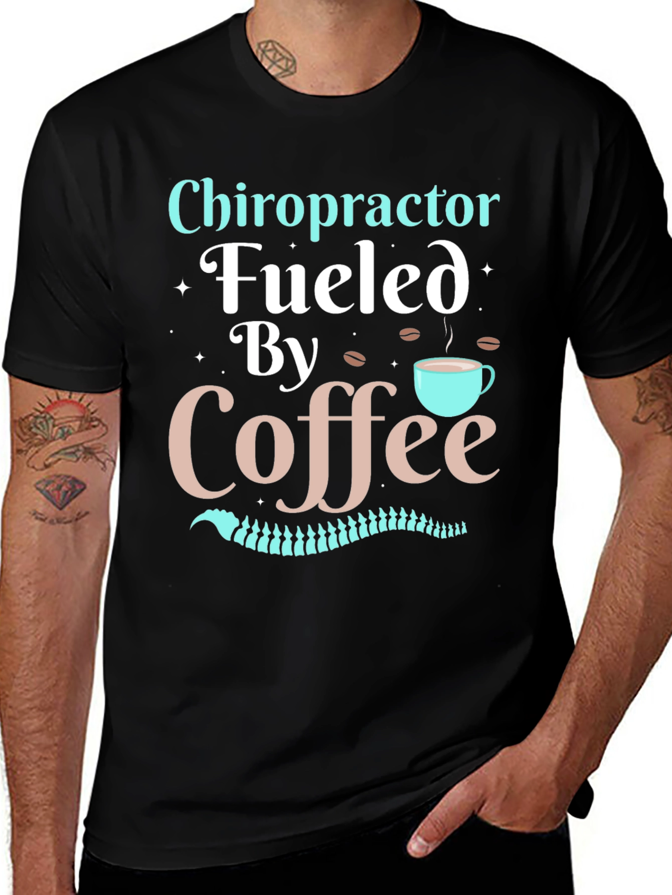 Chiropractor Fueled By Coffee T-Shirt - Black