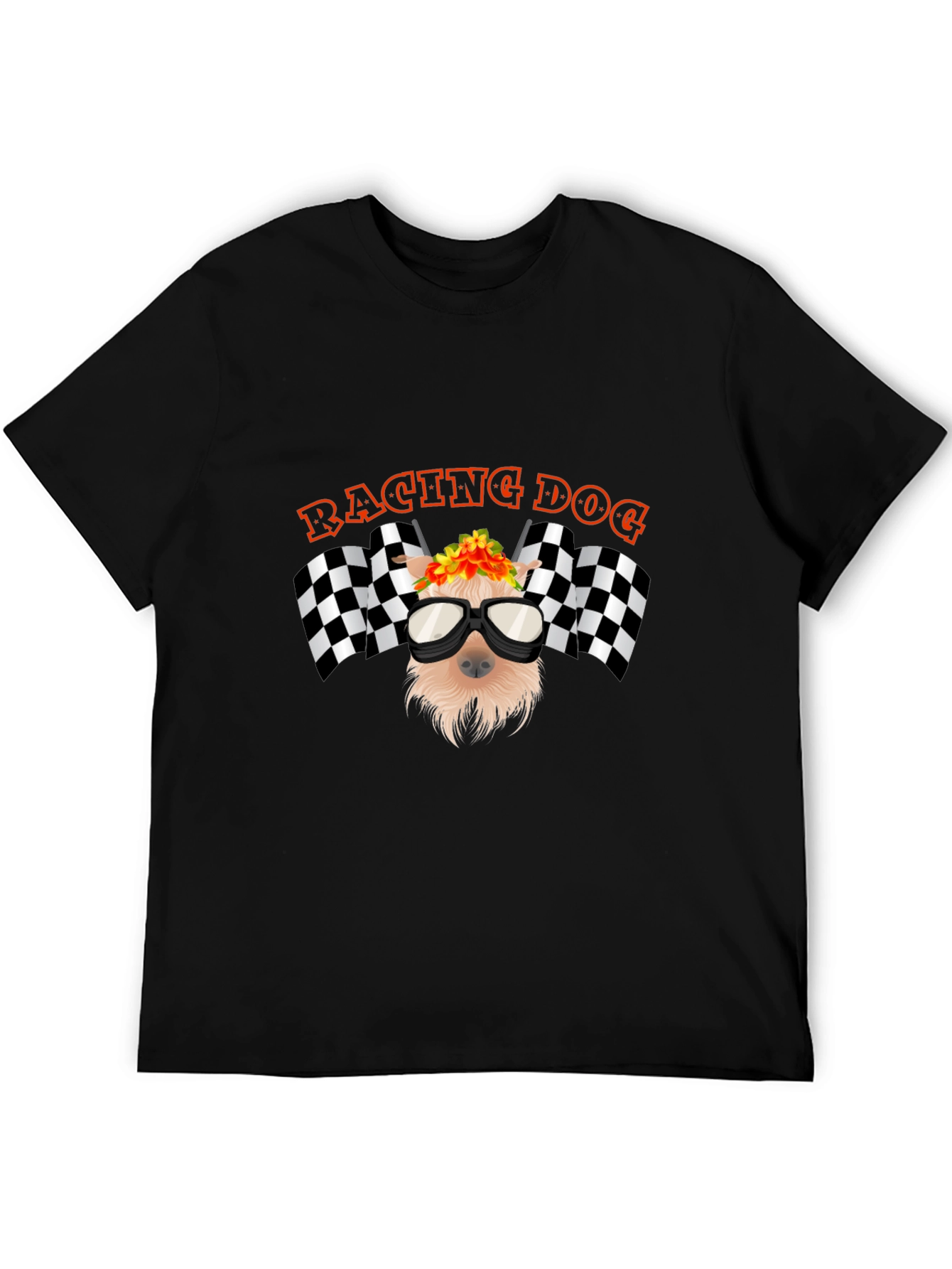Racing Dog Graphic T-Shirt - Black Cotton Tee