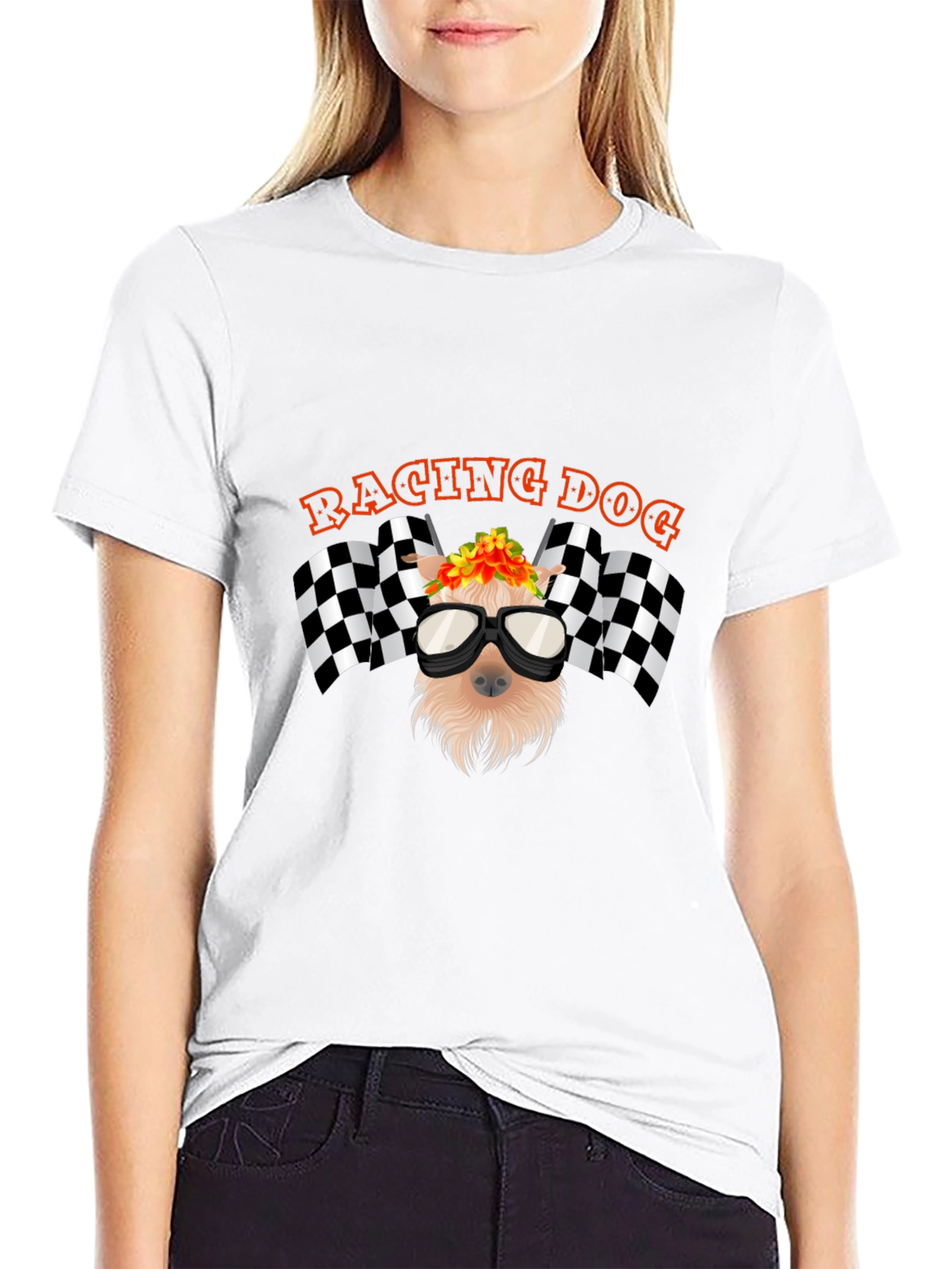 Racing Dog Graphic T-Shirt - Black Cotton Tee
