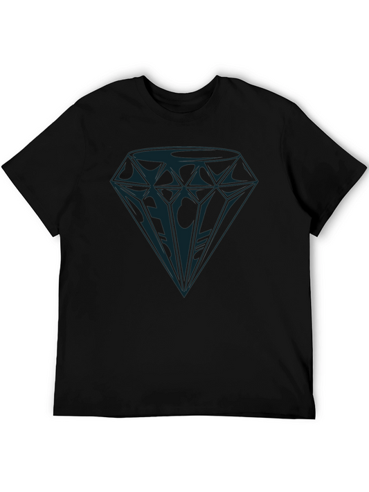 Diamond Graphic Tee - Black Cotton Casual Shirt