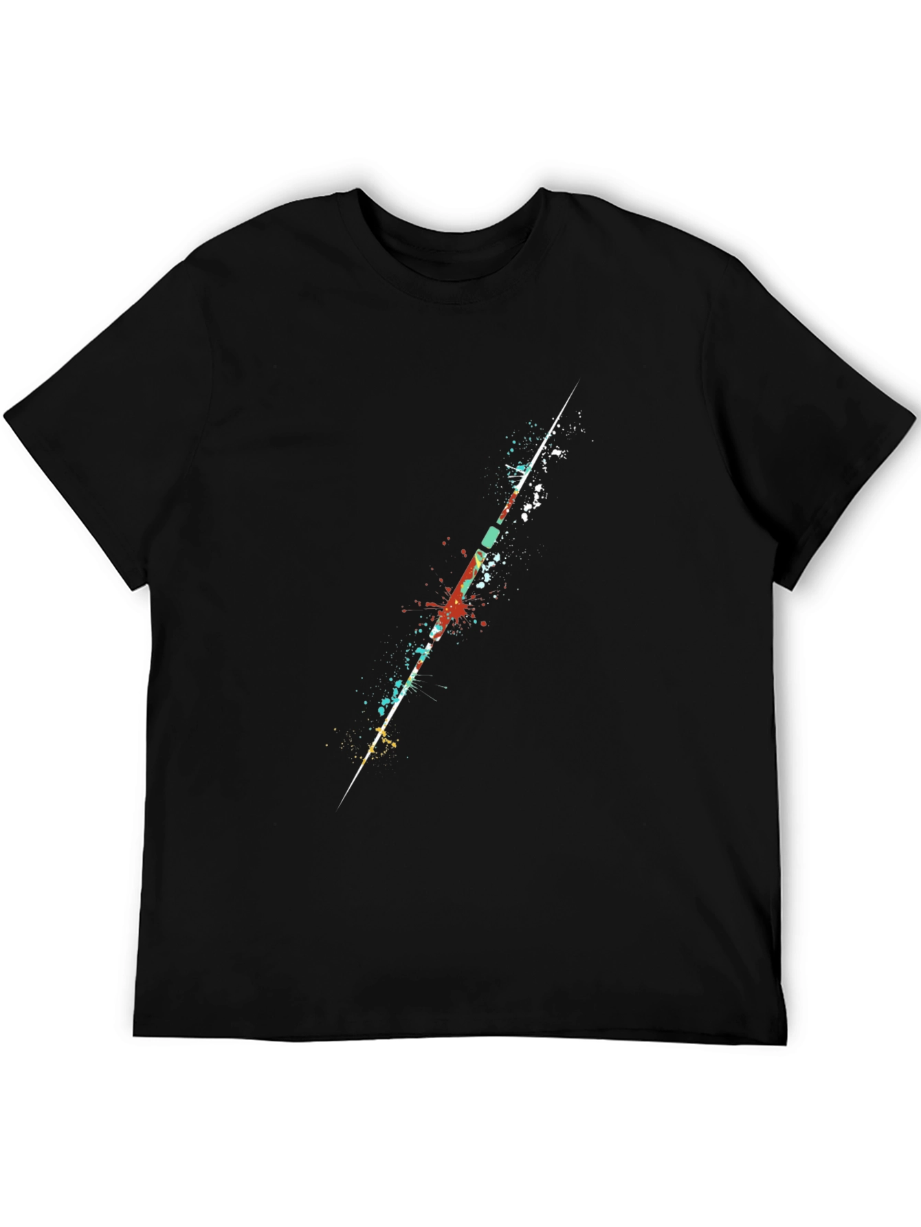 Abstract Splatter Graphic Print Black T-Shirt