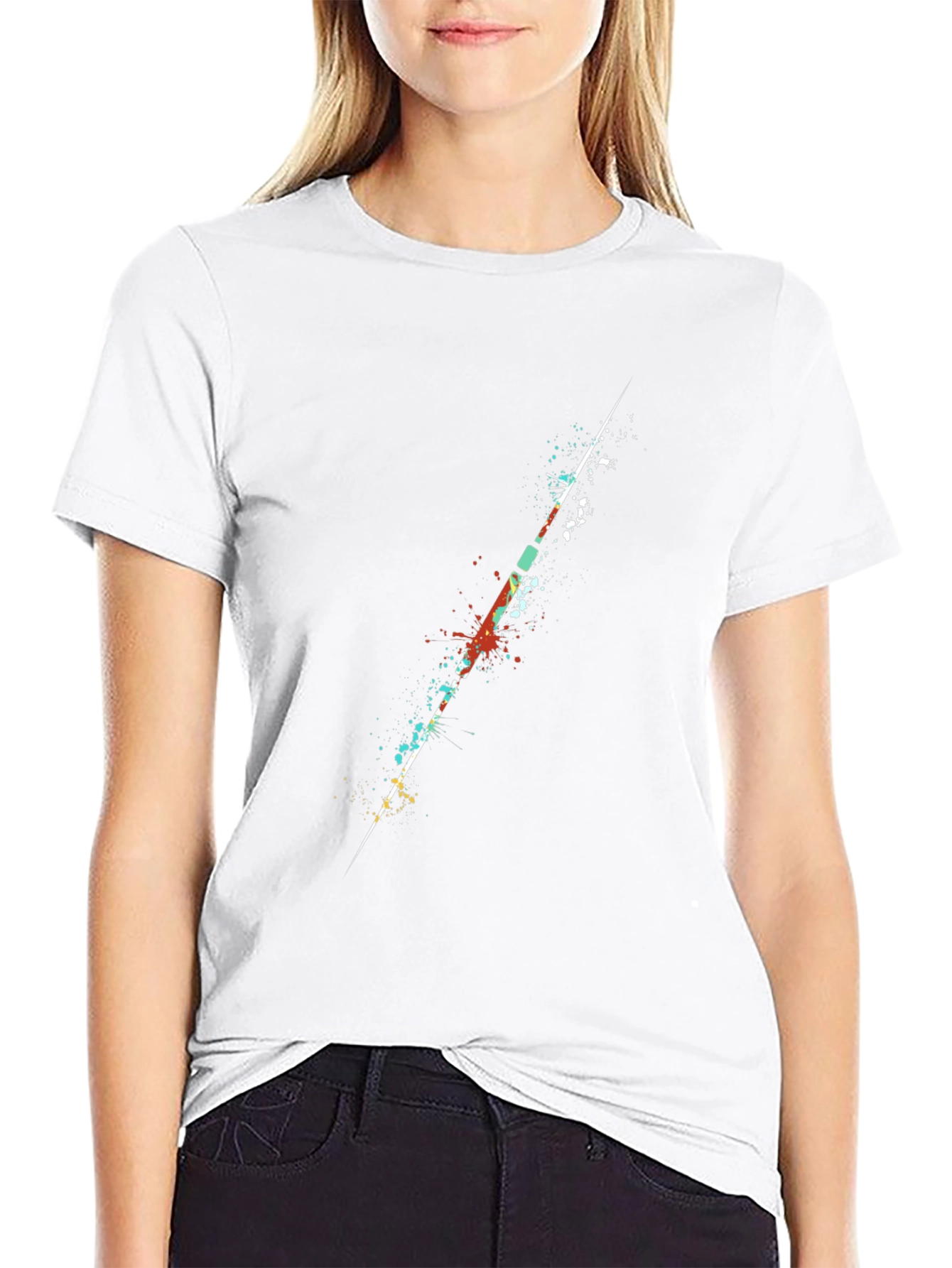 Abstract Splatter Graphic Print Black T-Shirt