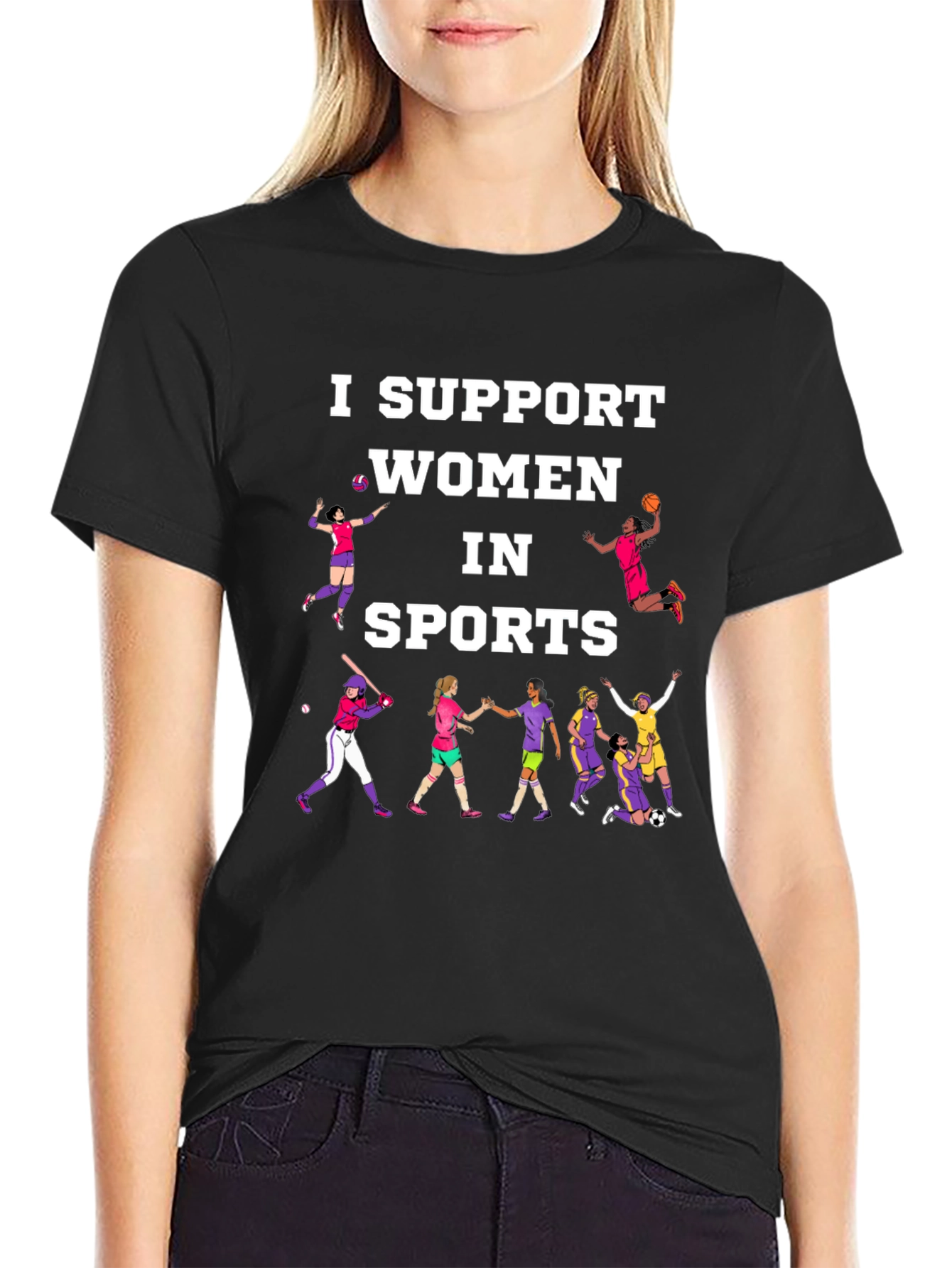 I Support Women in Sports Graphic T-Shirt