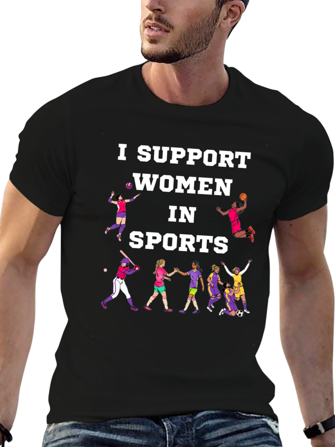 I Support Women in Sports Graphic T-Shirt