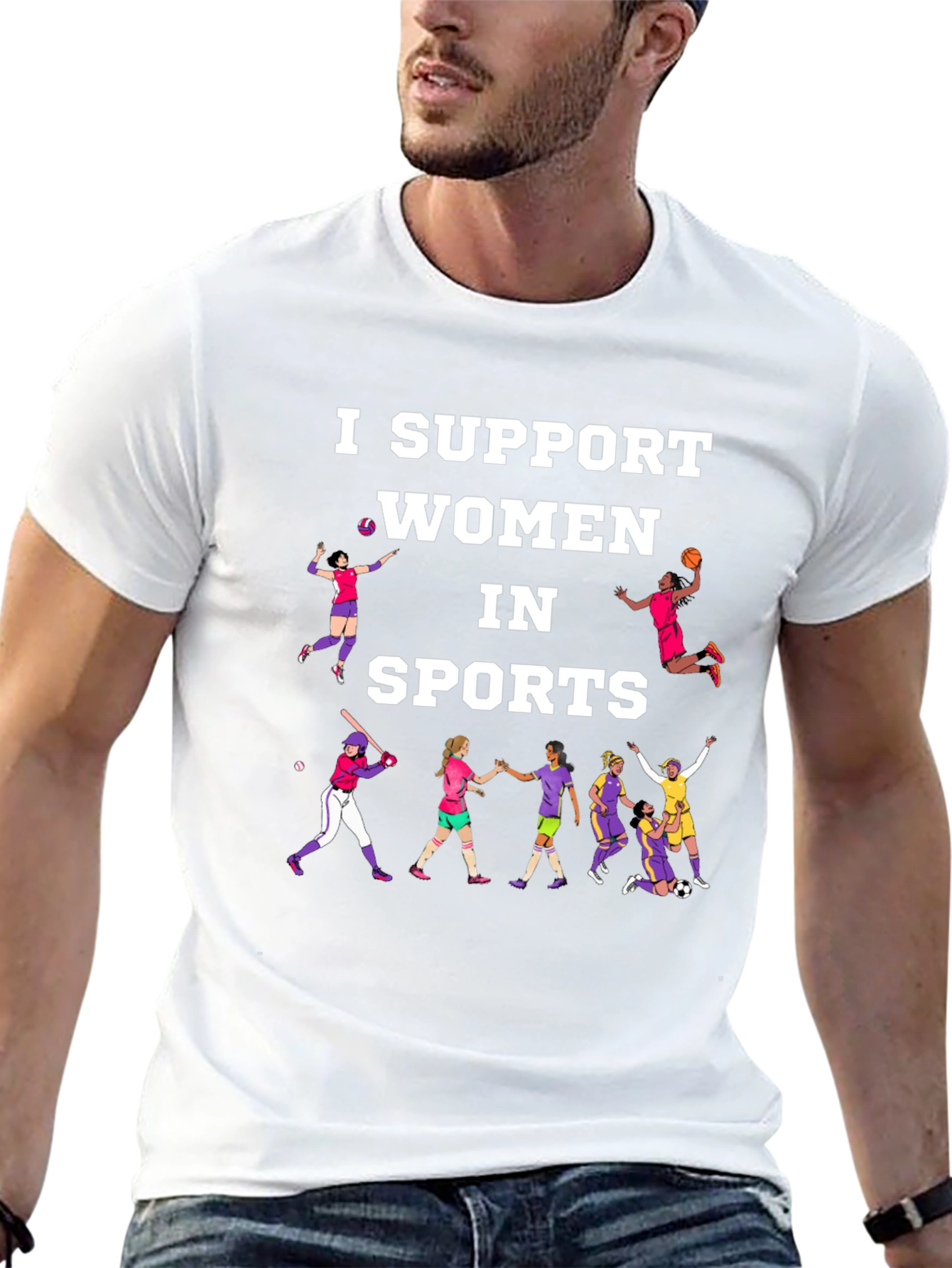 I Support Women in Sports Graphic T-Shirt