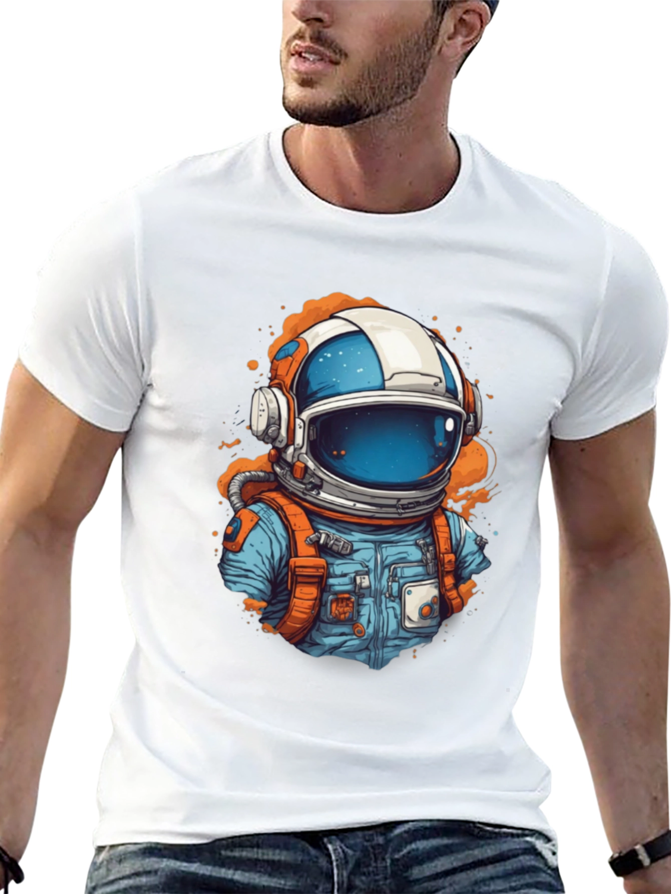 Astronaut Graphic Tee - Black Cotton Comfort
