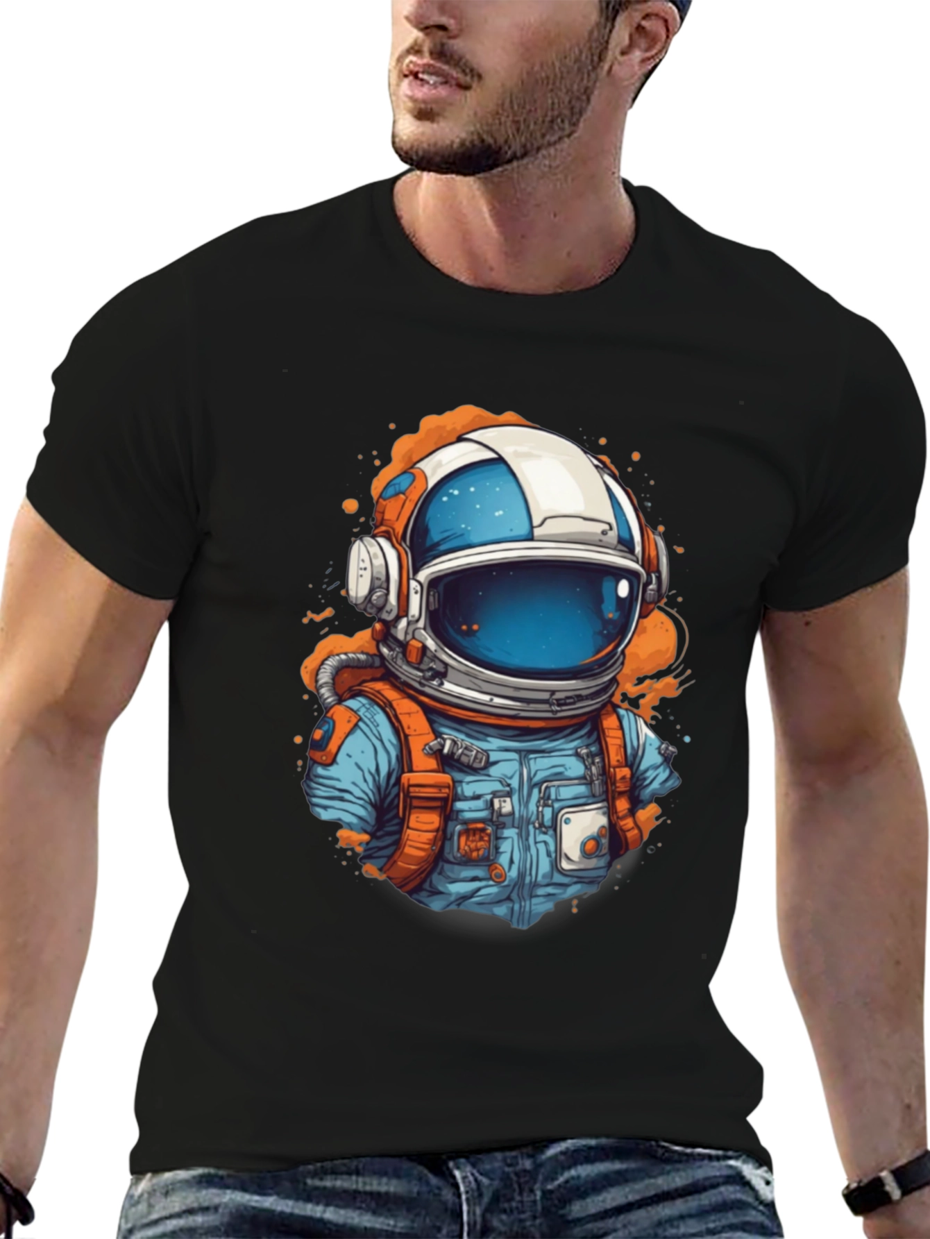 Astronaut Graphic Tee - Black Cotton Comfort