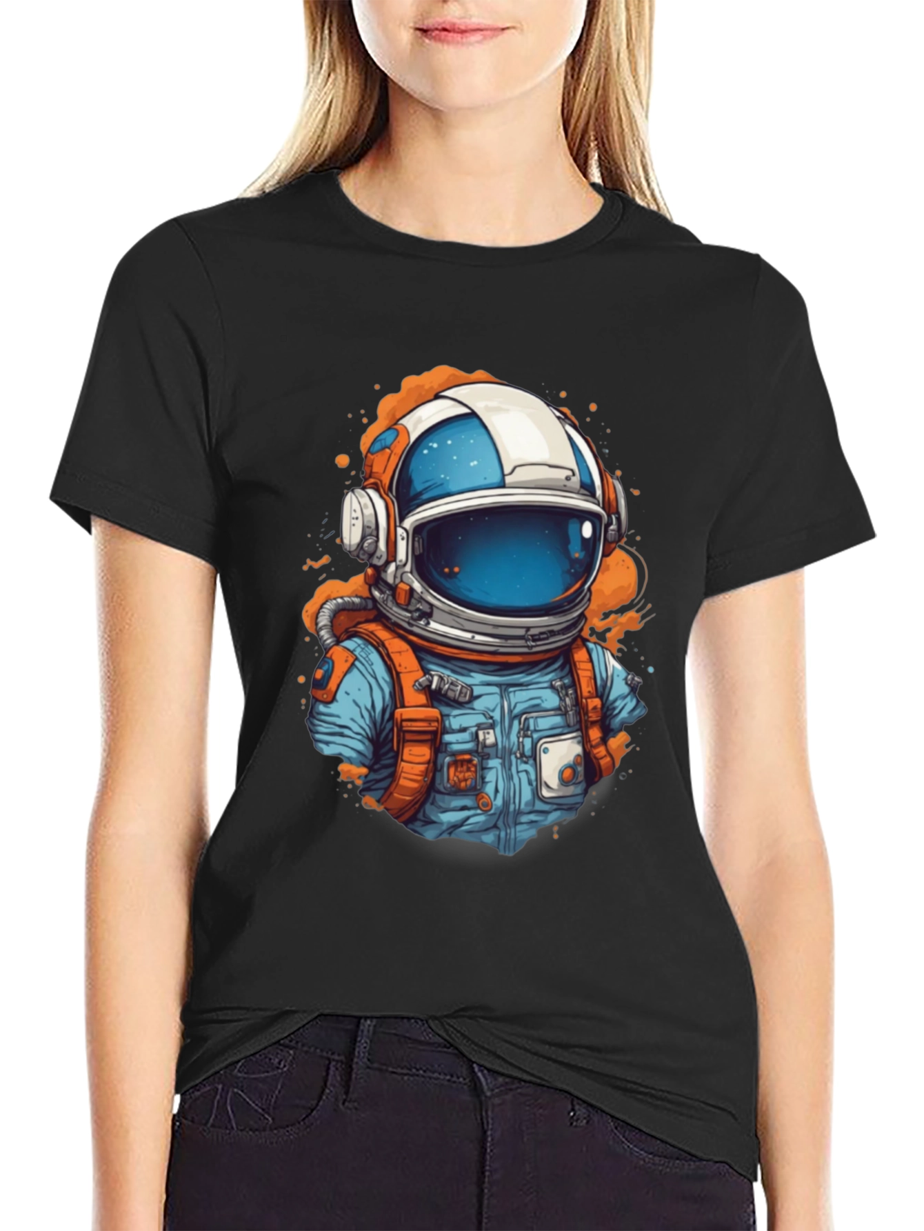 Astronaut Graphic Tee - Black Cotton Comfort