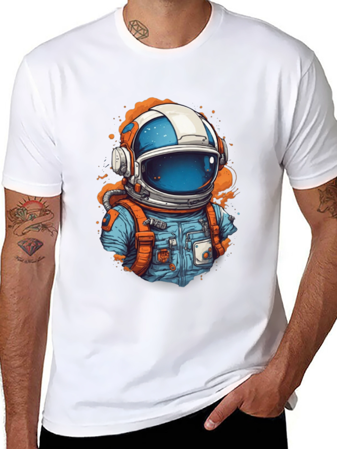 Astronaut Graphic Tee - Black Cotton Comfort