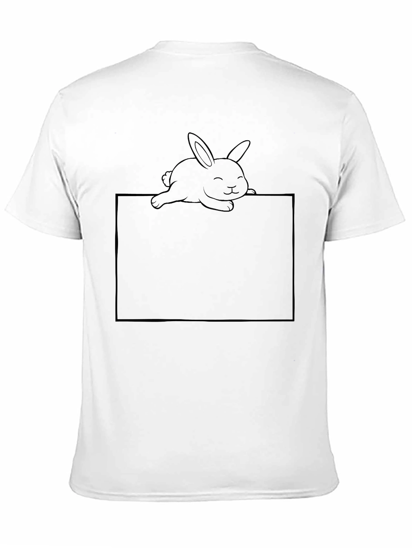 Bunny Peeking Over Box - Black T-Shirt