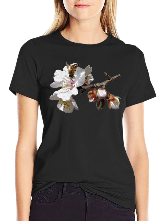 Bee on Blossom Graphic T-Shirt - Black